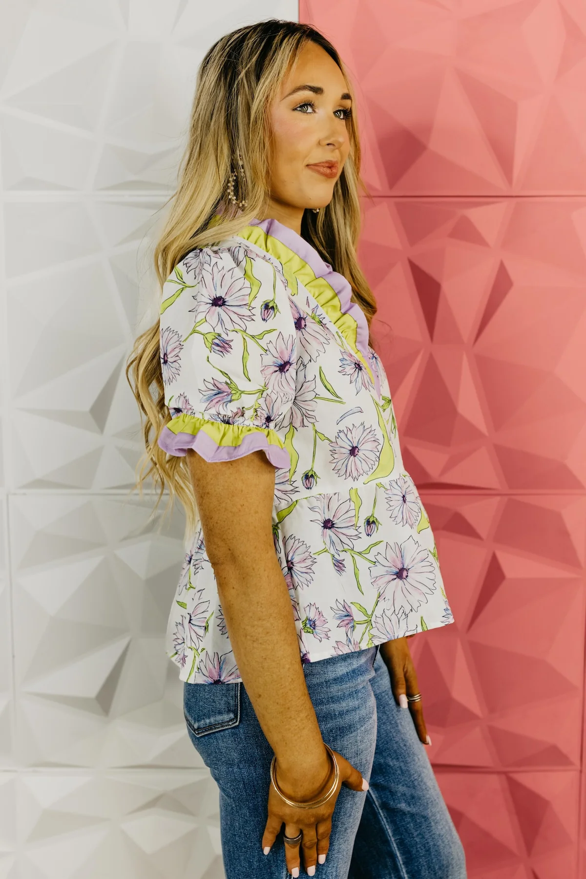 The Mini Floral Ruffle Woven Top - Image 5