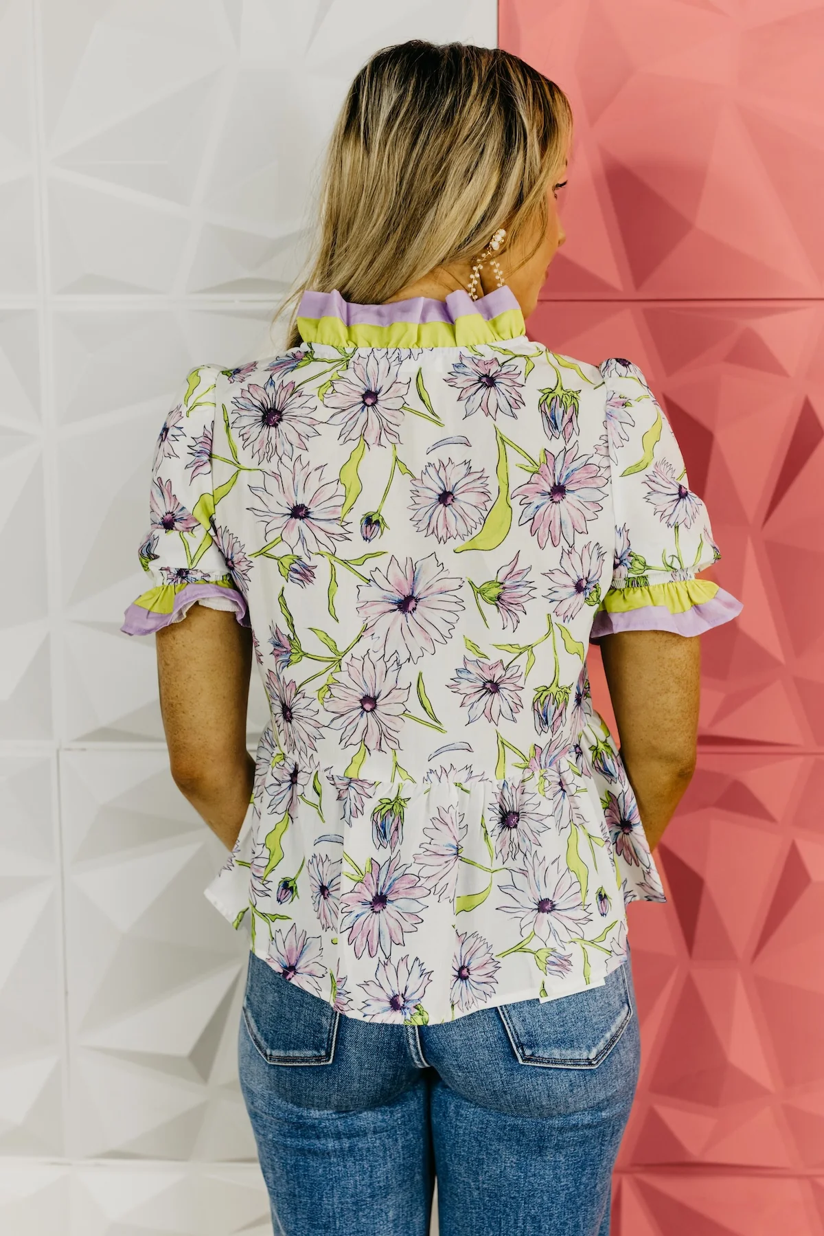 The Mini Floral Ruffle Woven Top - Image 6