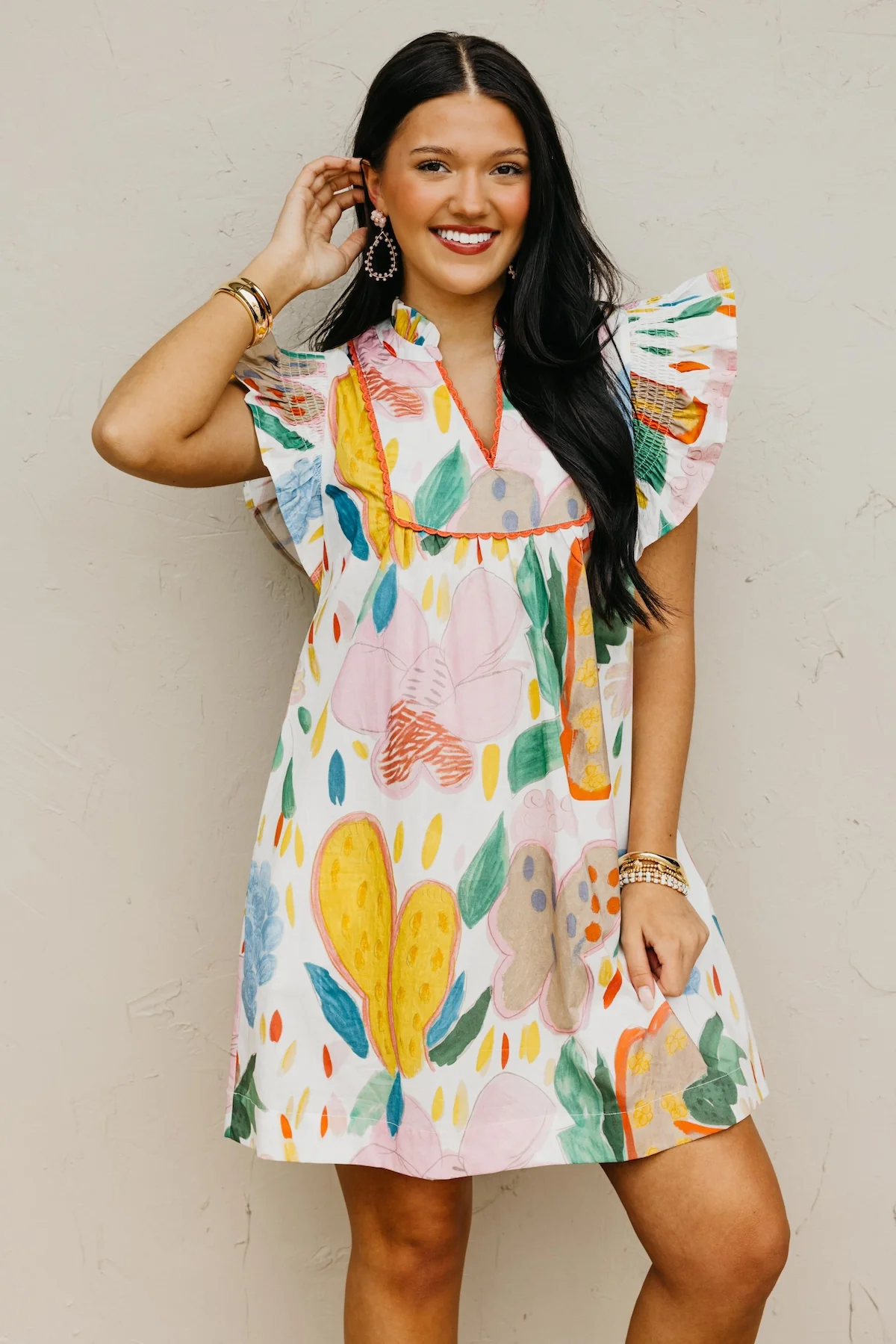 The Naya Floral Flutter Sleeve Mini Dress - Image 5
