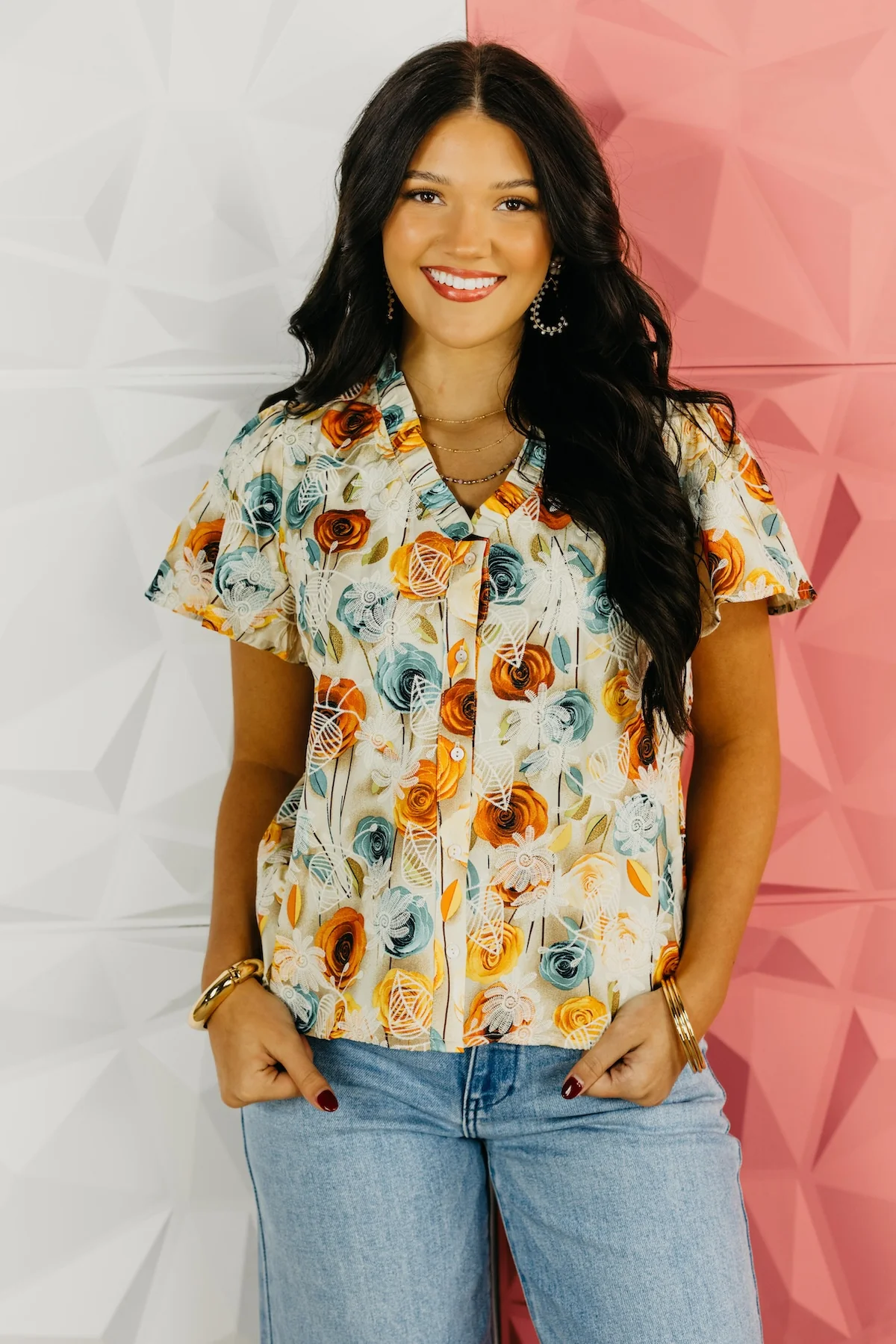 The Neisha Floral Embroidered Print Top - Image 6