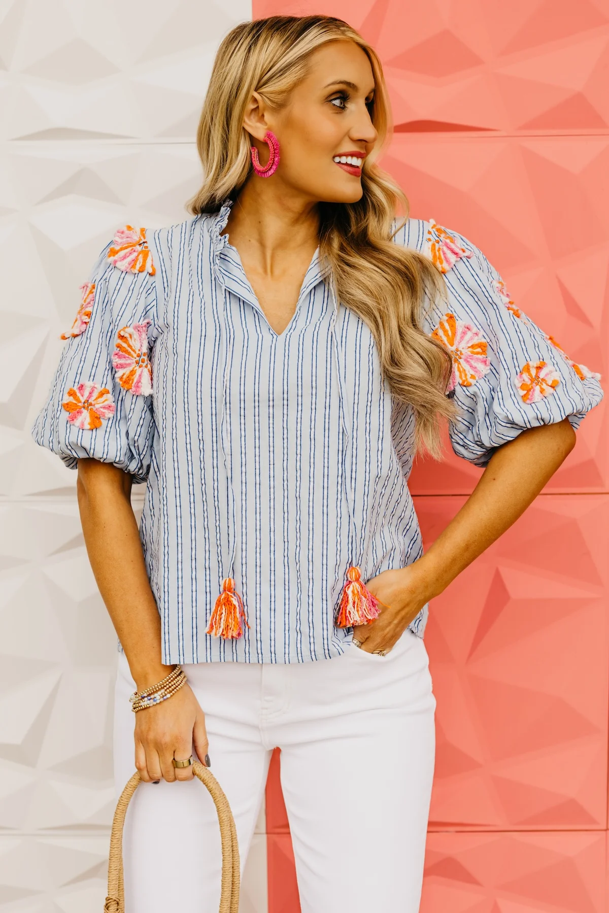 The Paris Embroidered Puff Sleeve Top - Image 6