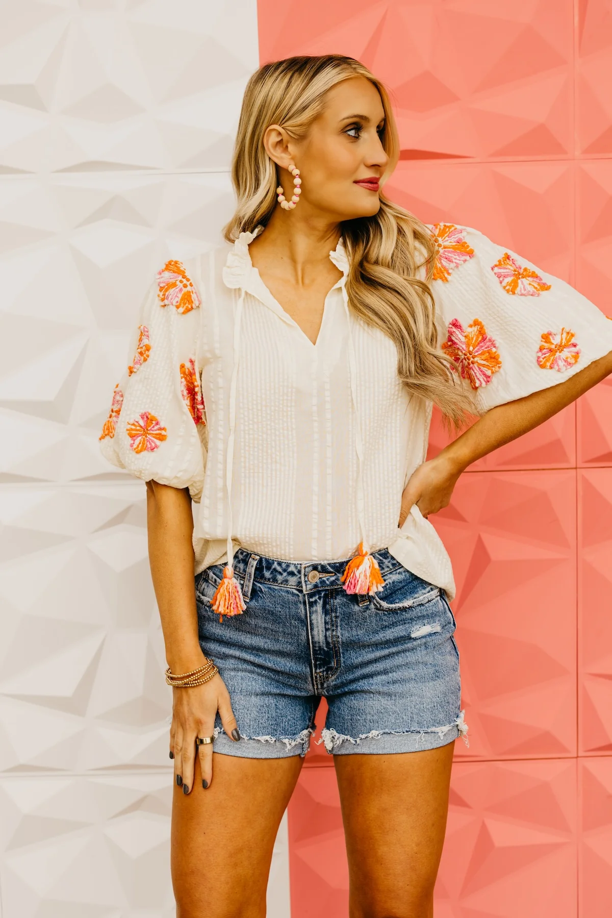 The Paris Embroidered Puff Sleeve Top - Image 10