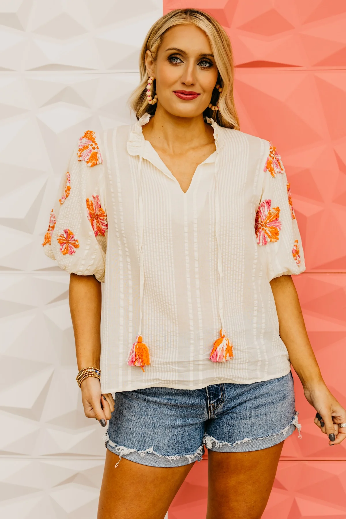 The Paris Embroidered Puff Sleeve Top - Image 11