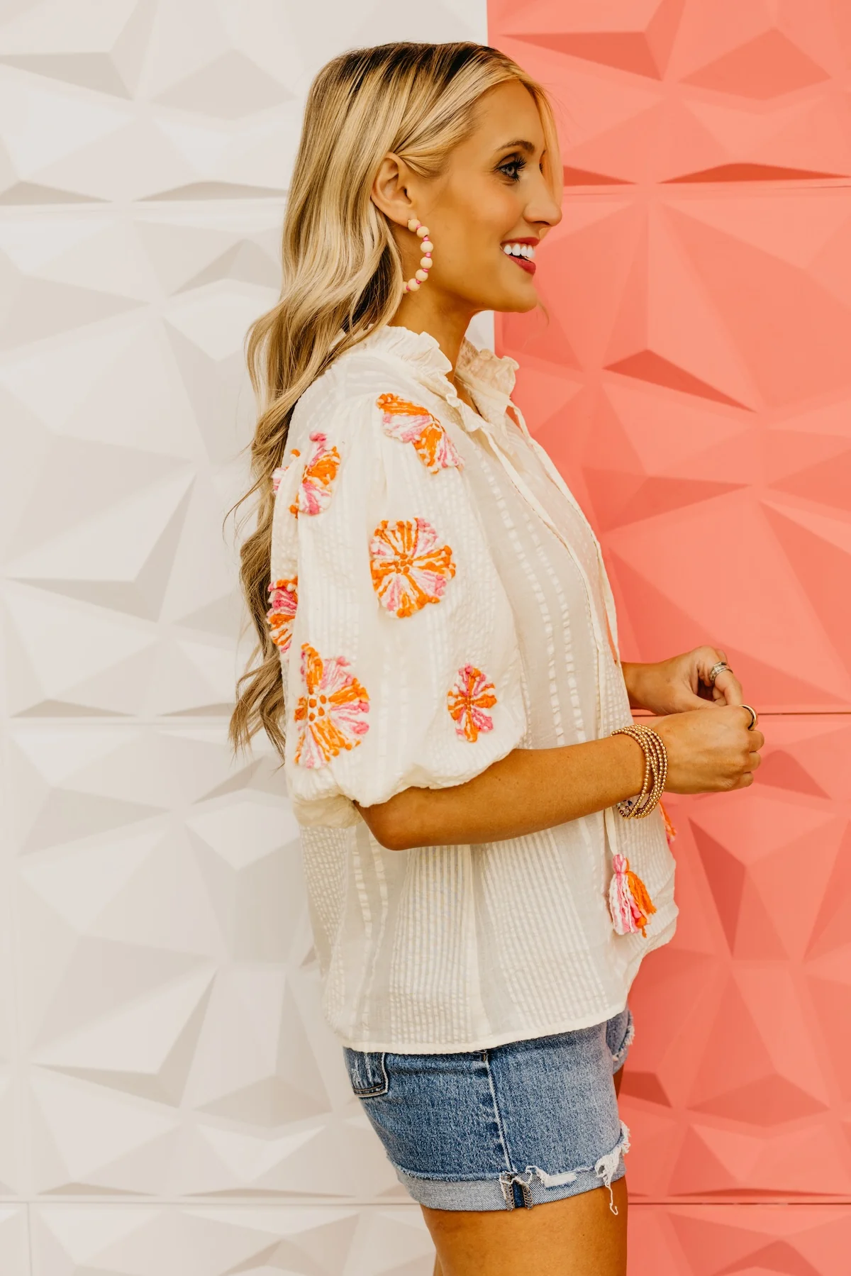 The Paris Embroidered Puff Sleeve Top - Image 12