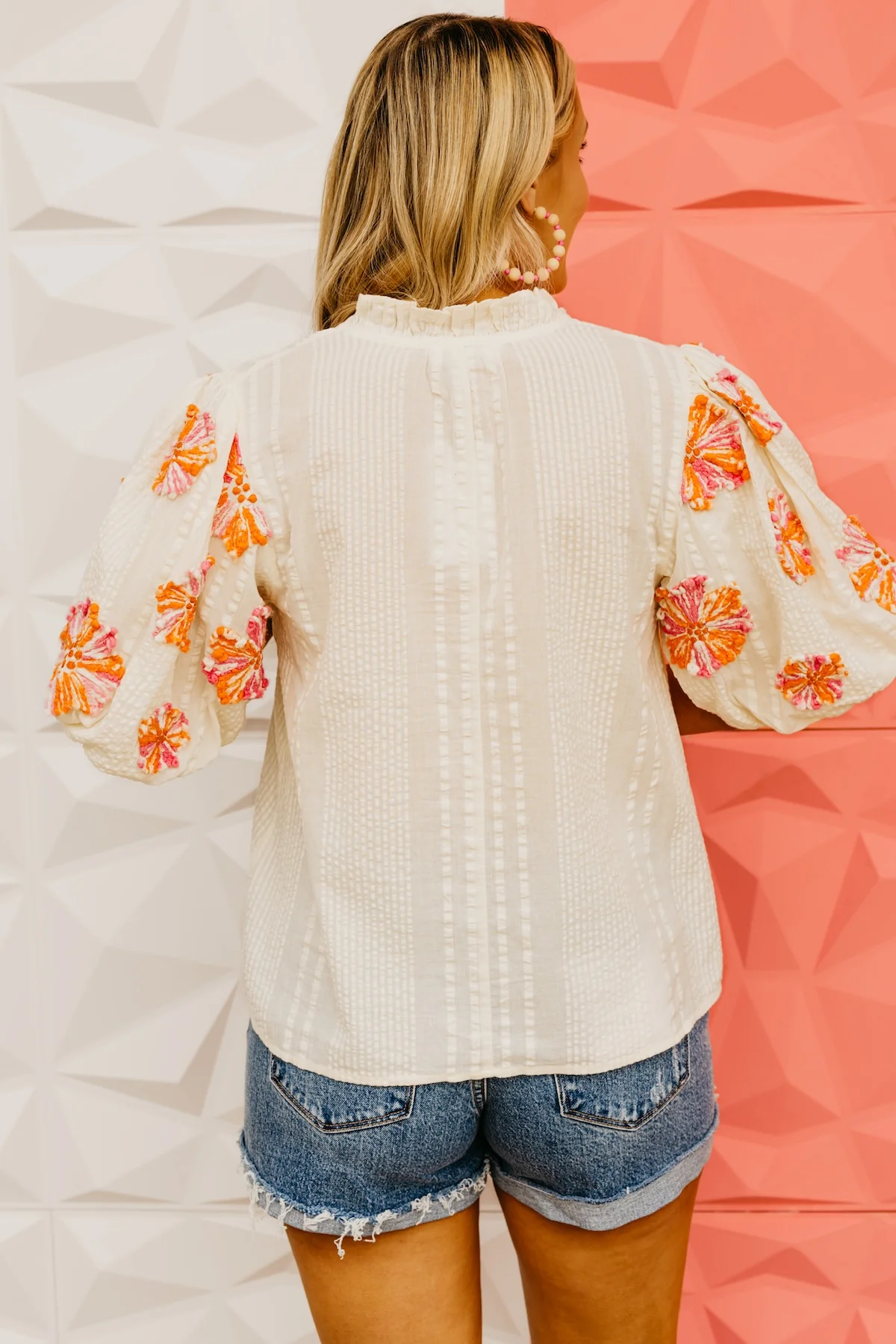 The Paris Embroidered Puff Sleeve Top - Image 13