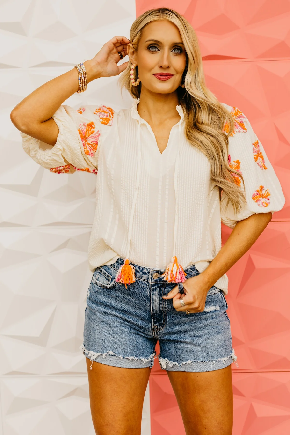 The Paris Embroidered Puff Sleeve Top - Image 8