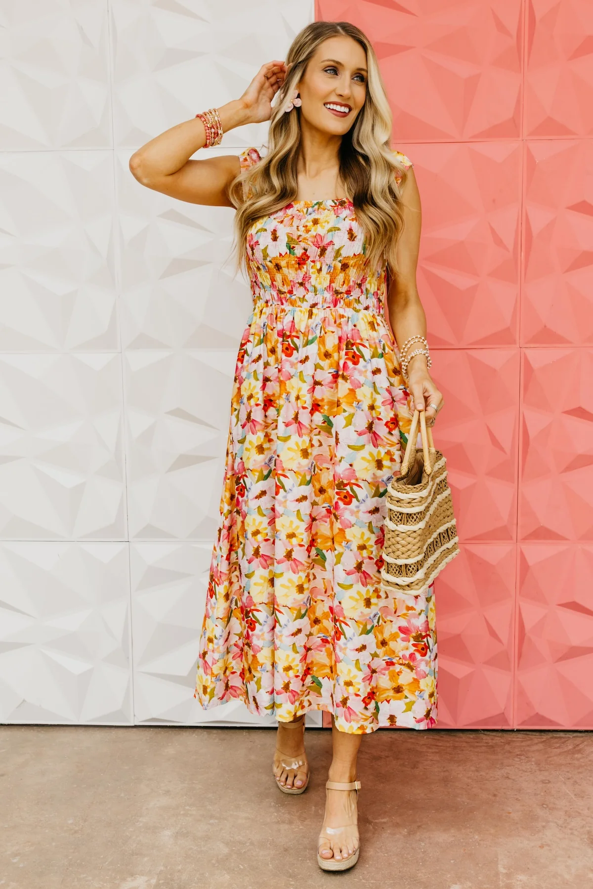 The Paris Smocked Floral Tank Midi Dress - Image 4