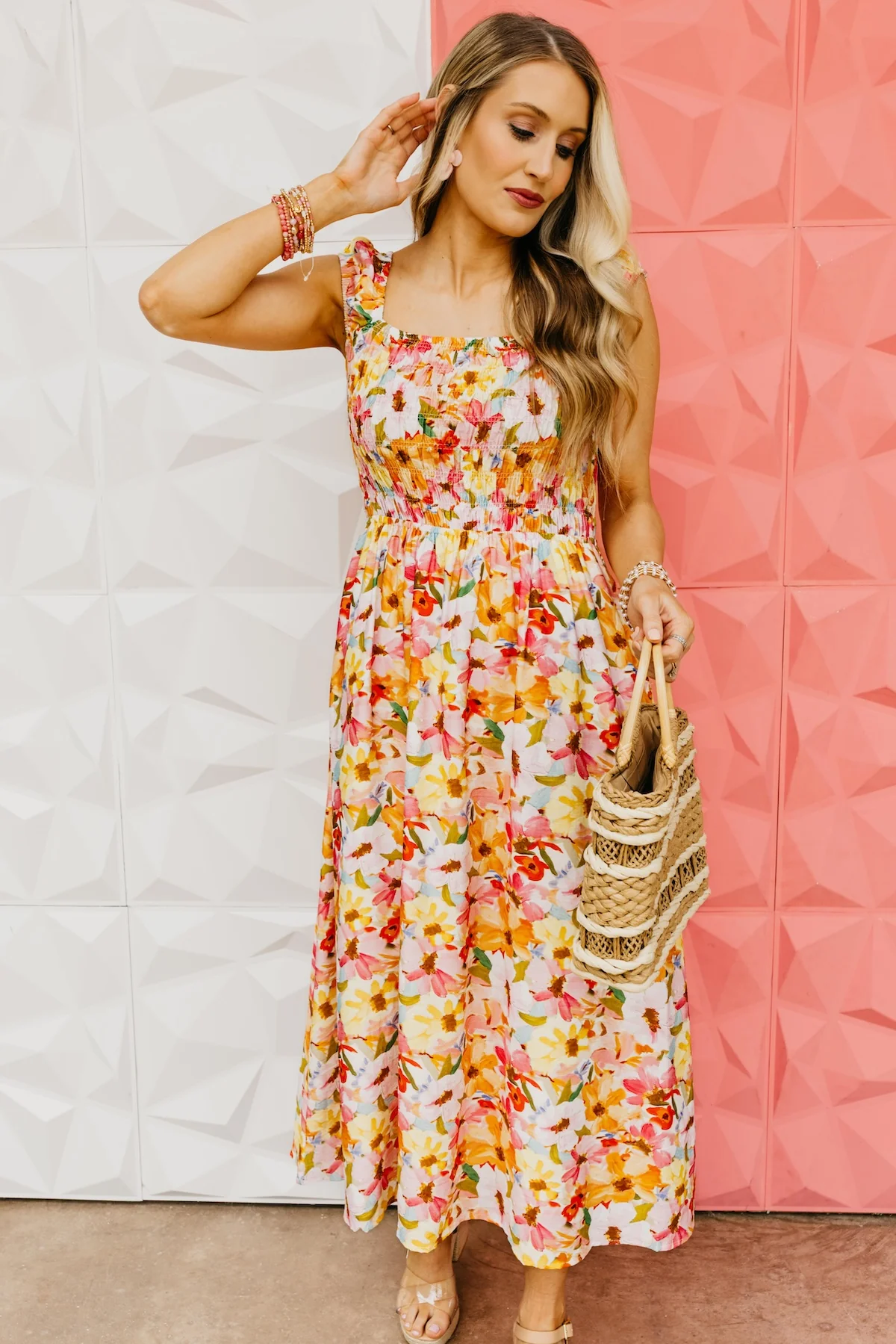 The Paris Smocked Floral Tank Midi Dress - Image 5