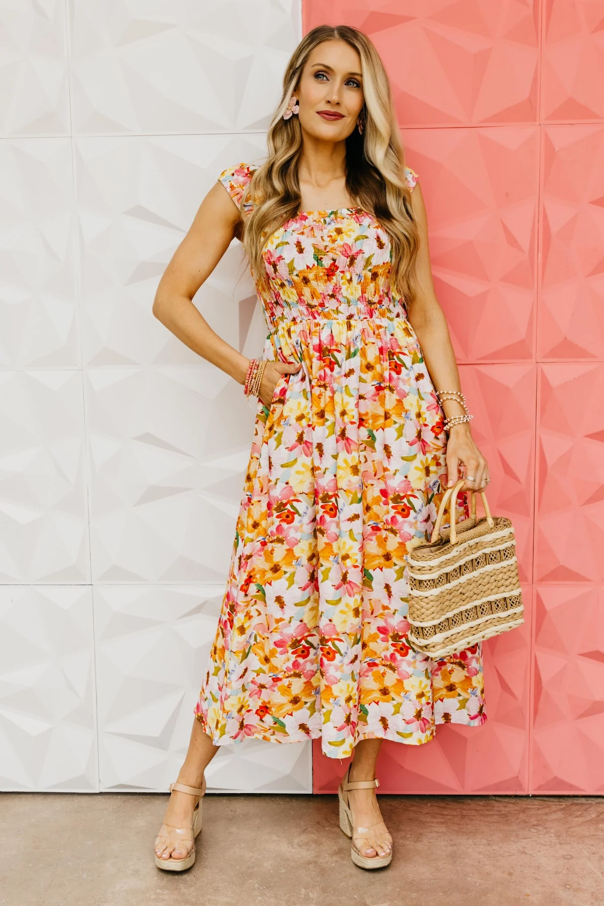 The Paris Smocked Floral Tank Midi Dress - Image 7