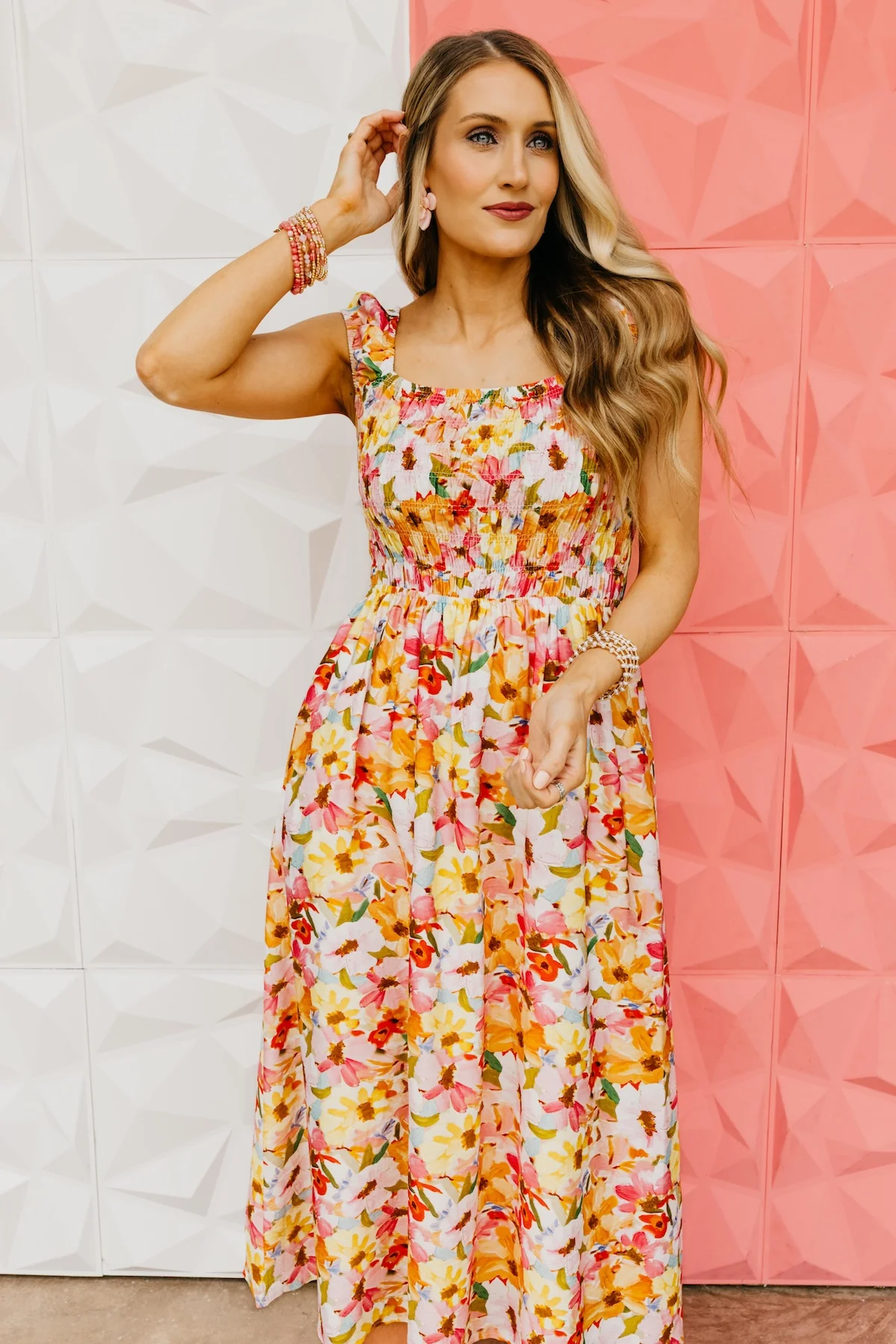 The Paris Smocked Floral Tank Midi Dress - Image 8