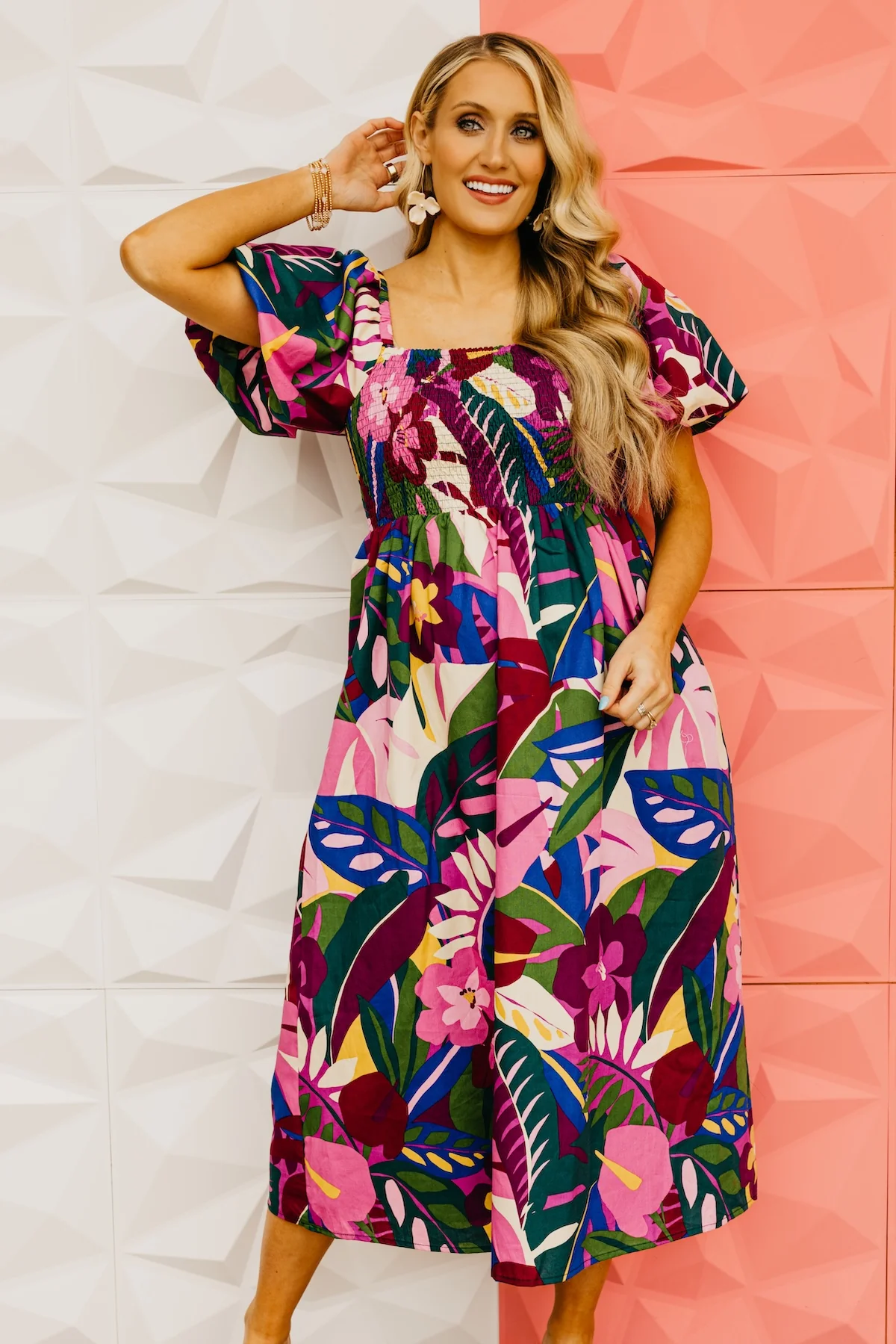 The Philip Floral Smocked Midi Dress - Image 10