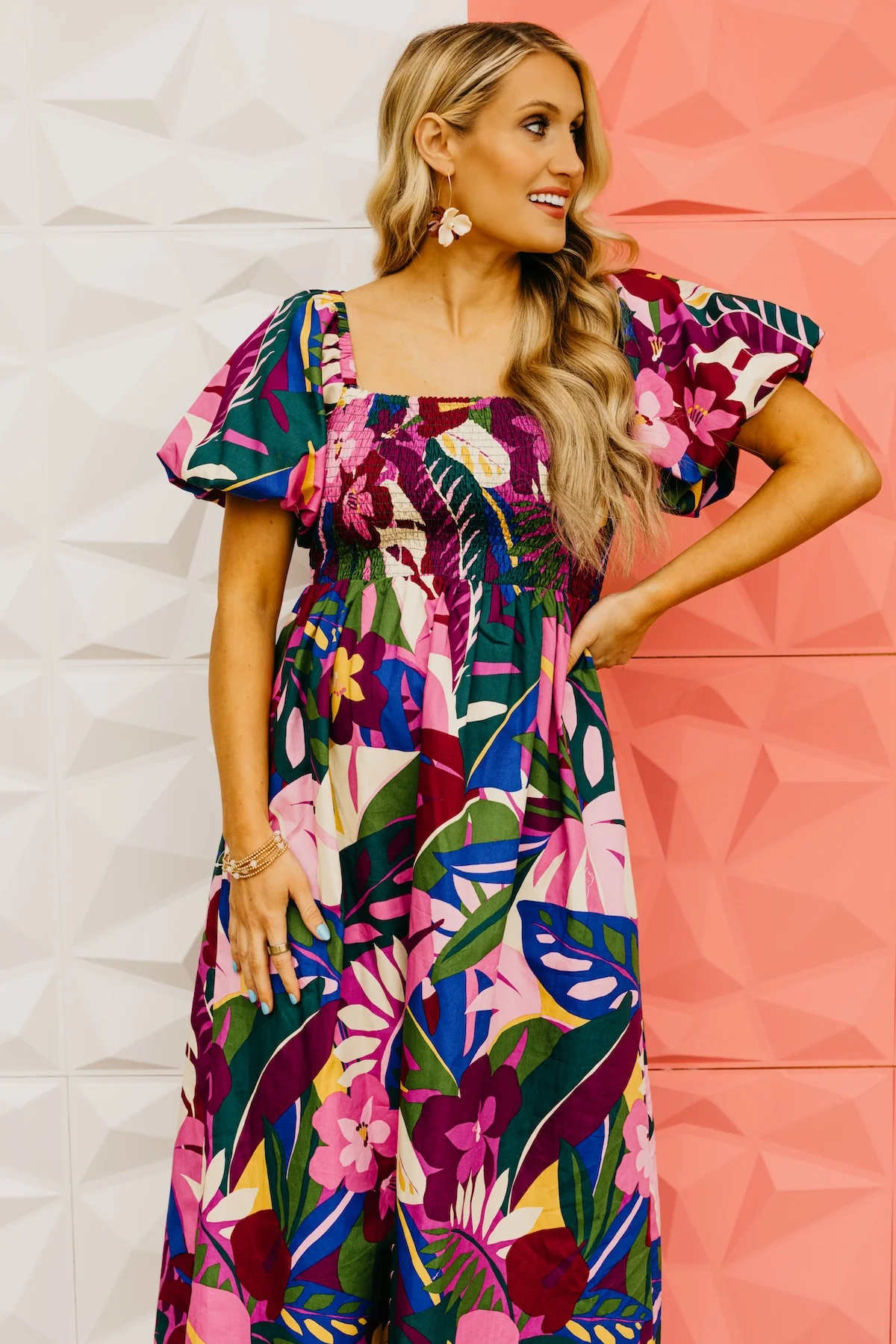 The Philip Floral Smocked Midi Dress - Image 11