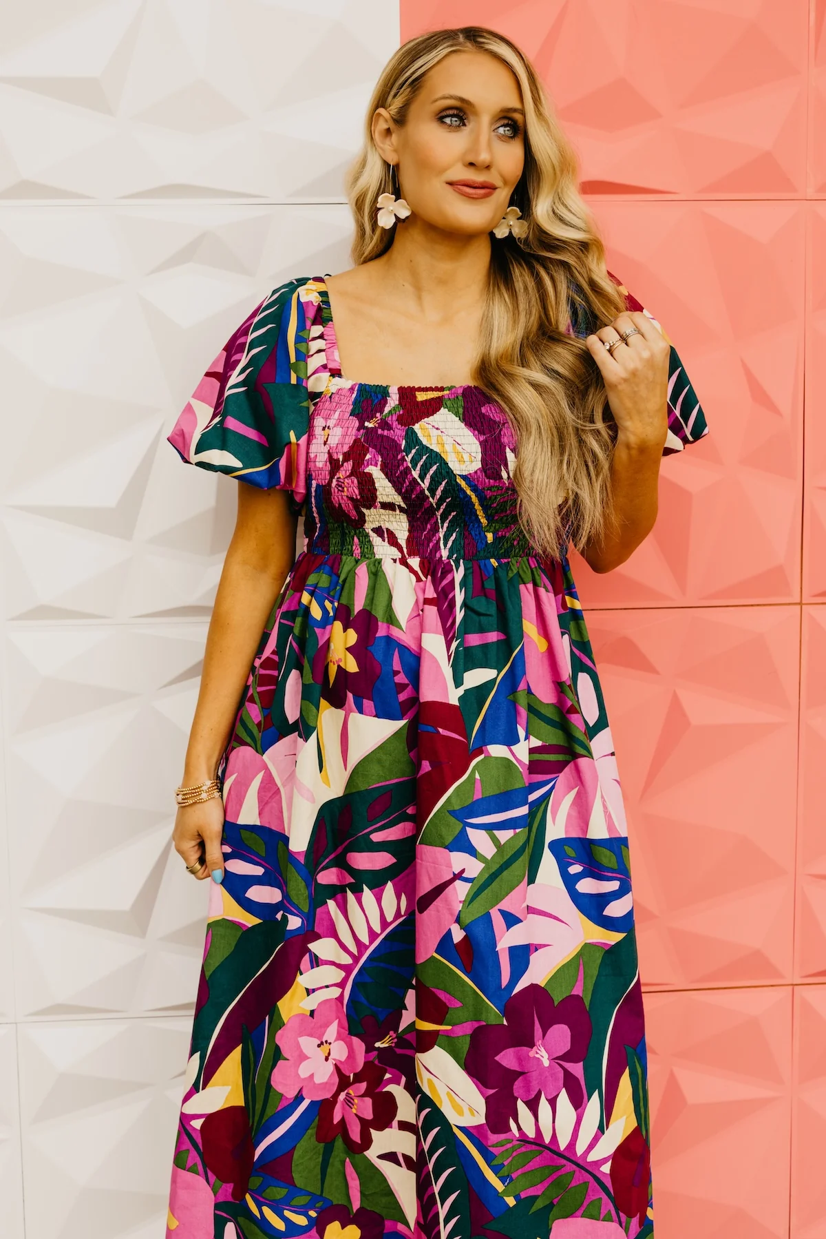 The Philip Floral Smocked Midi Dress - Image 13
