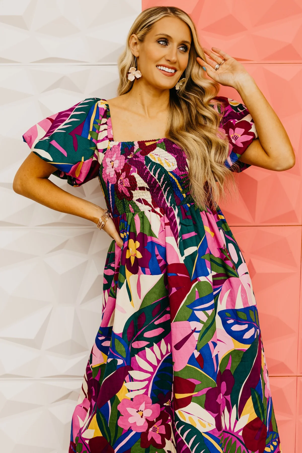 The Philip Floral Smocked Midi Dress - Image 14