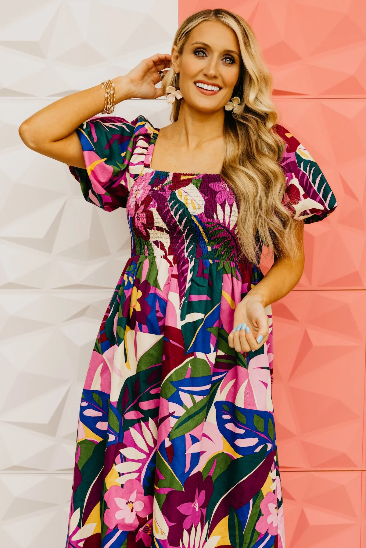 The Philip Floral Smocked Midi Dress - Image 15