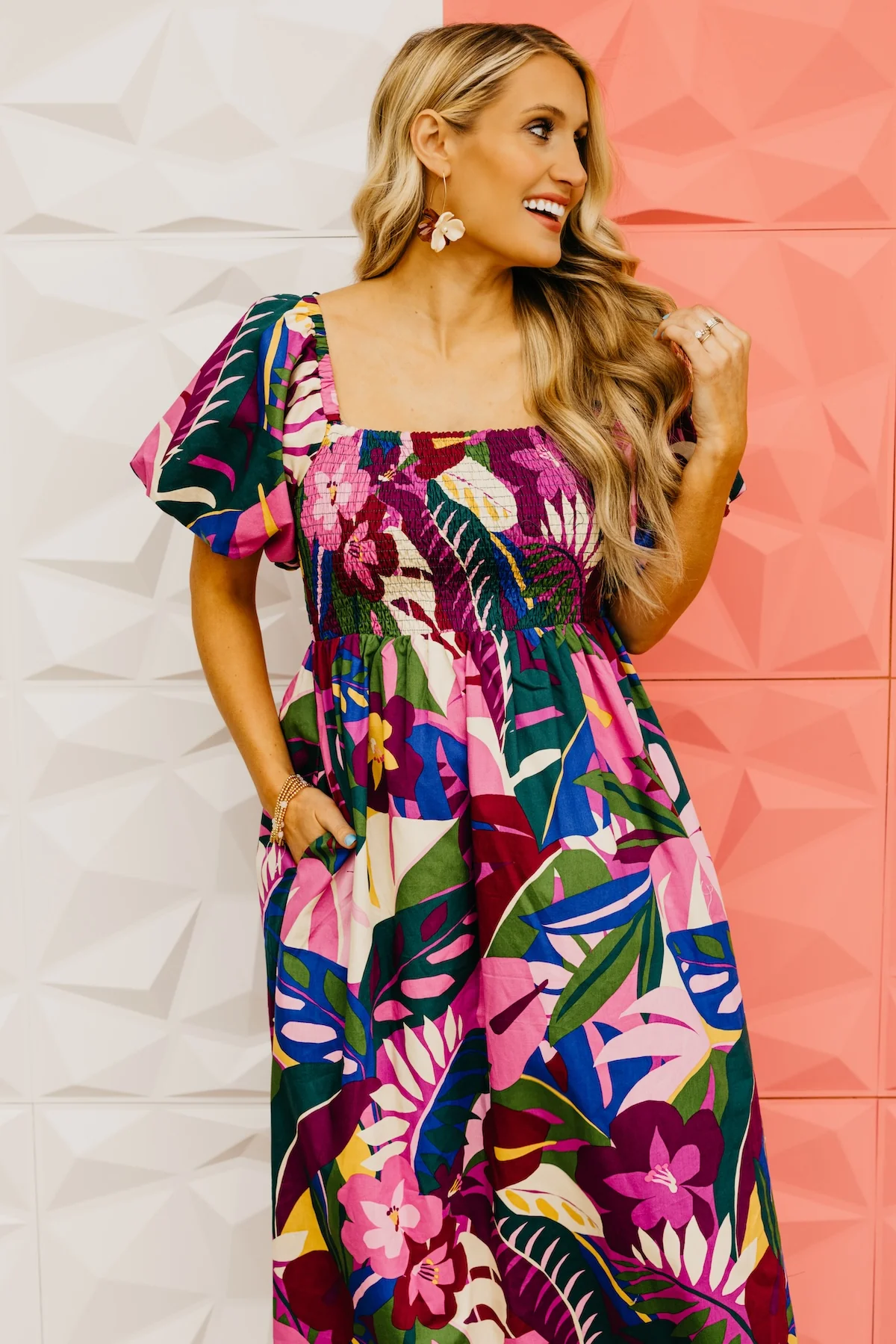 The Philip Floral Smocked Midi Dress - Image 16