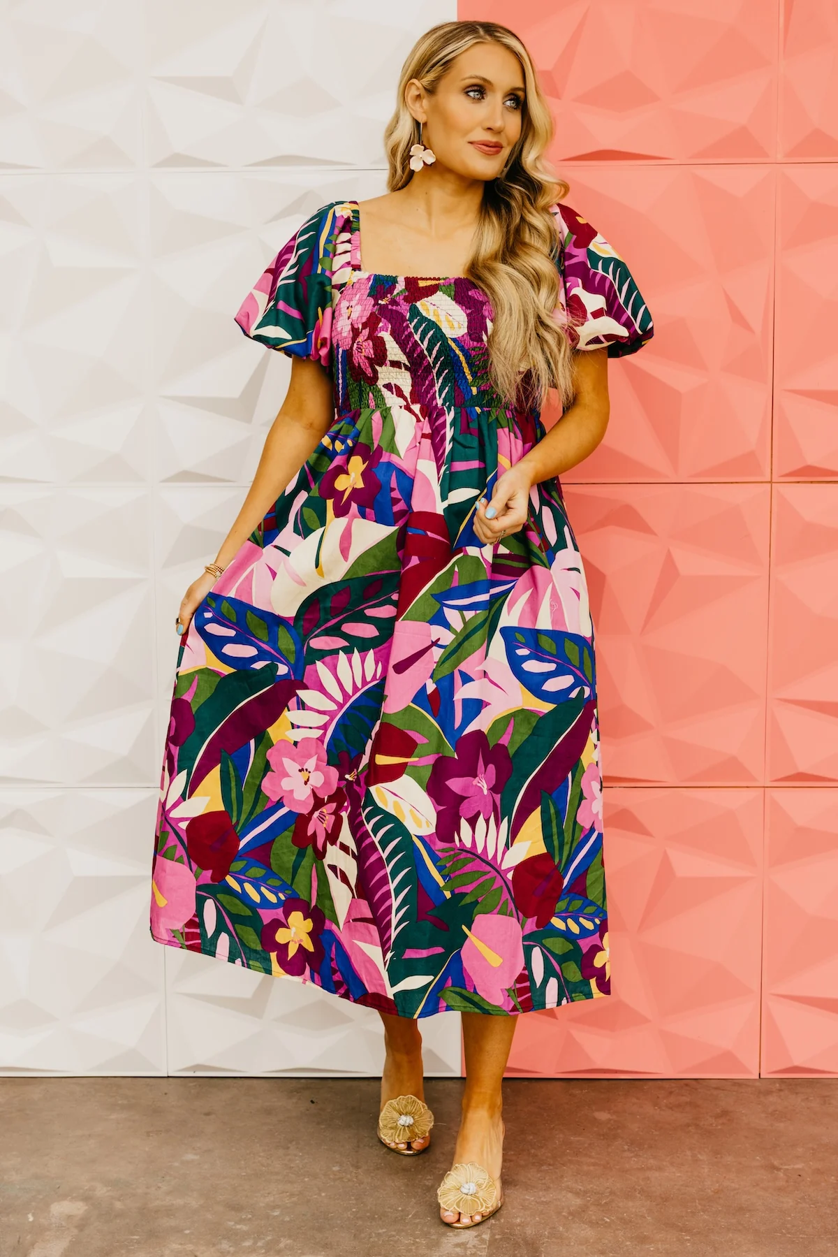 The Philip Floral Smocked Midi Dress - Image 9