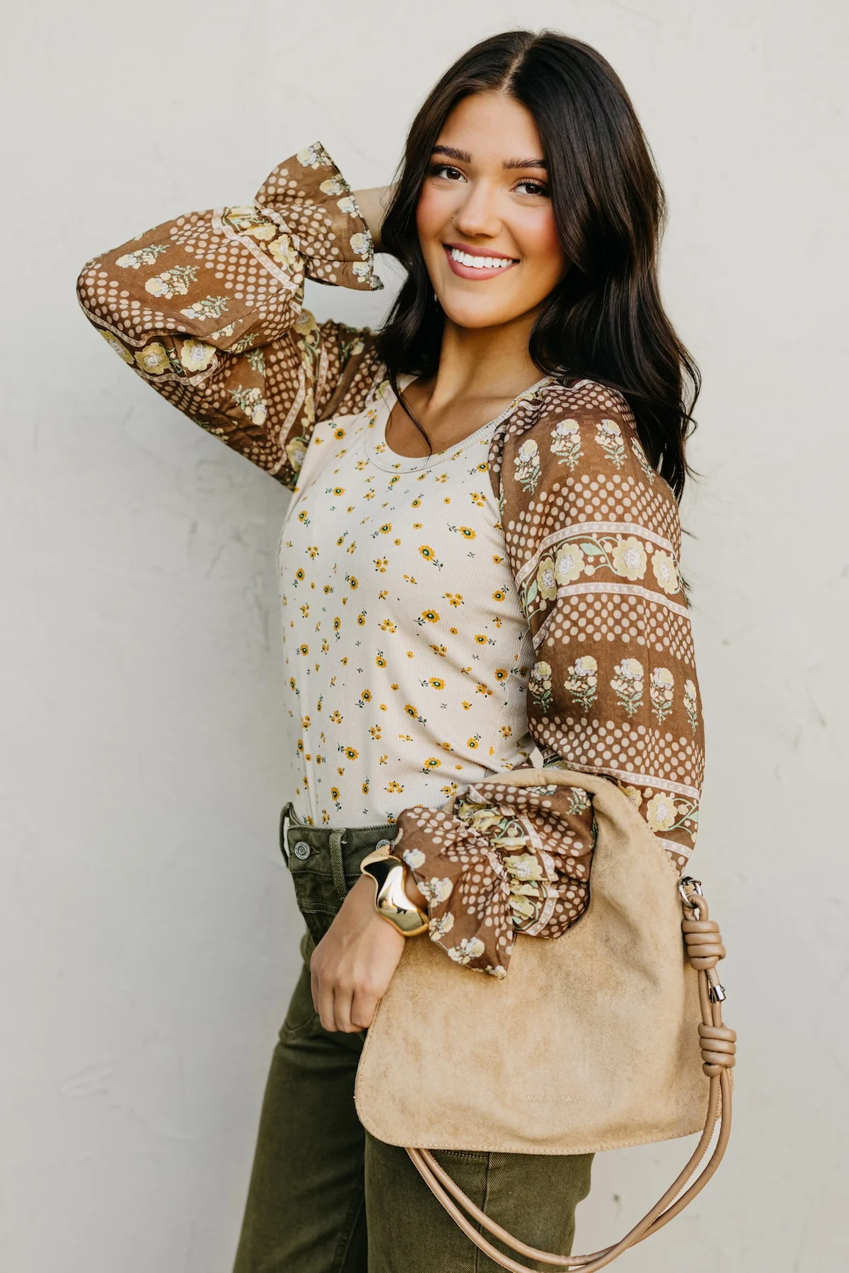 The Rayne Mixed Media Floral Top - Image 2