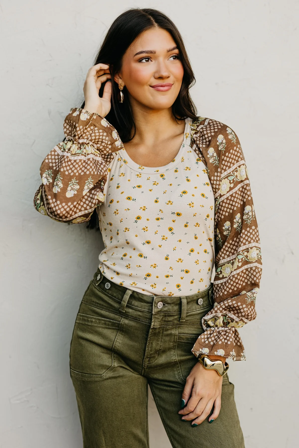 The Rayne Mixed Media Floral Top - Image 7