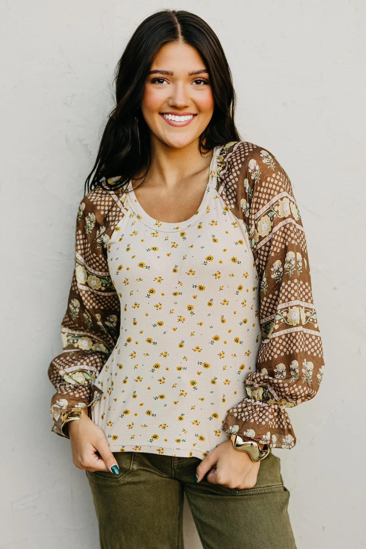The Rayne Mixed Media Floral Top - Image 9