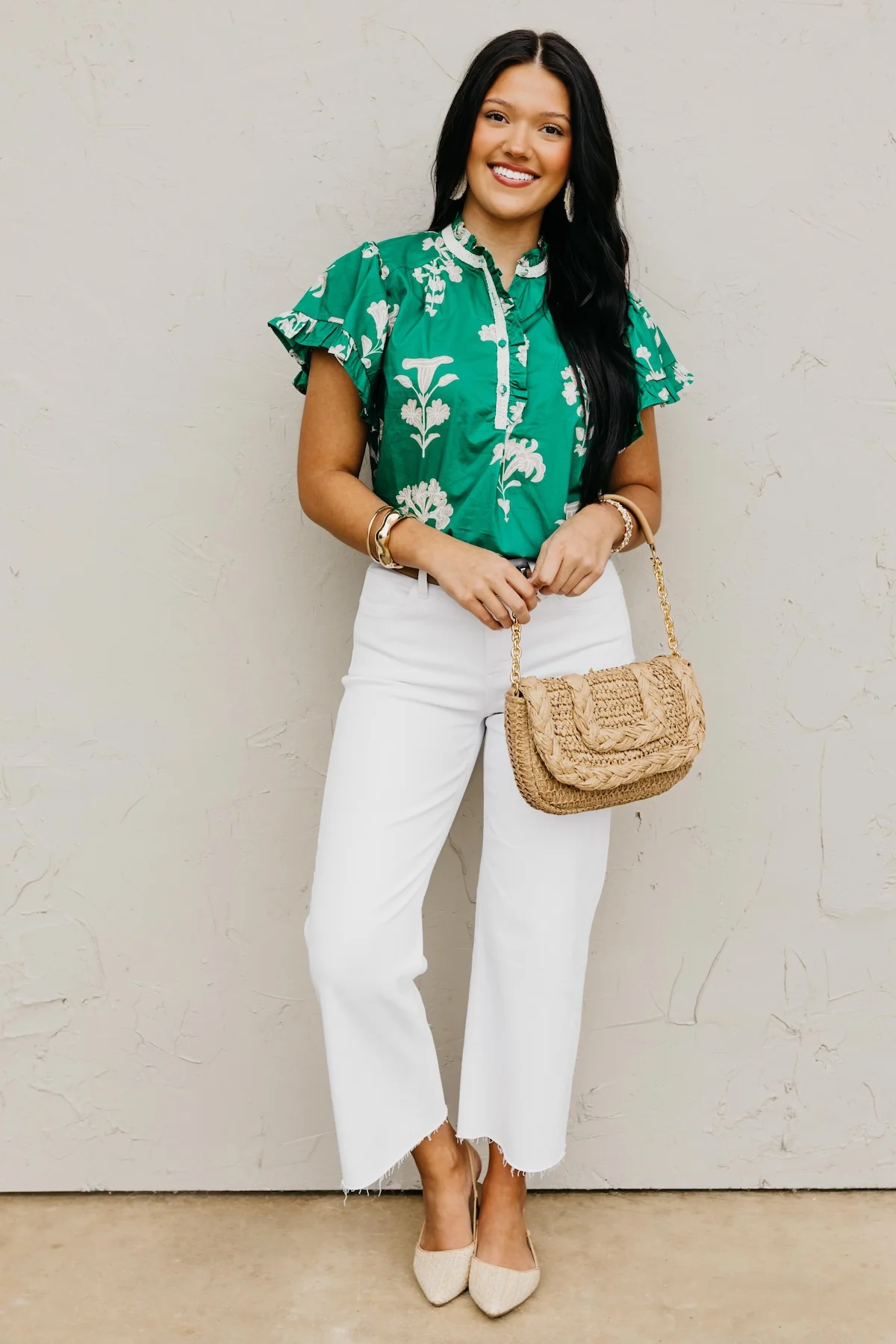 The Rebecca Floral Split Neck Top - Image 2