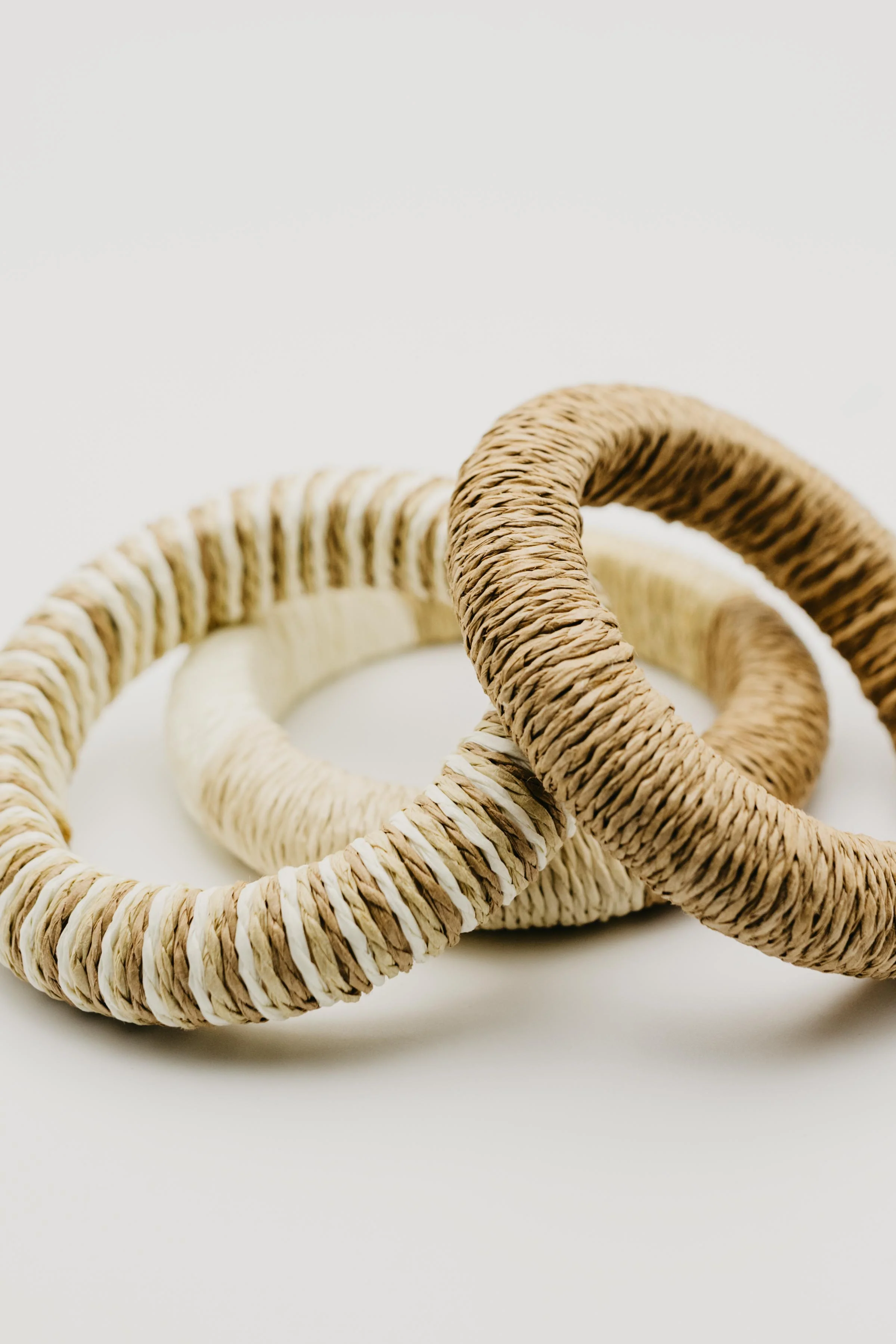 The Reece 3pc Mixed Straw Weave Bangle Bracelet Set - Image 3