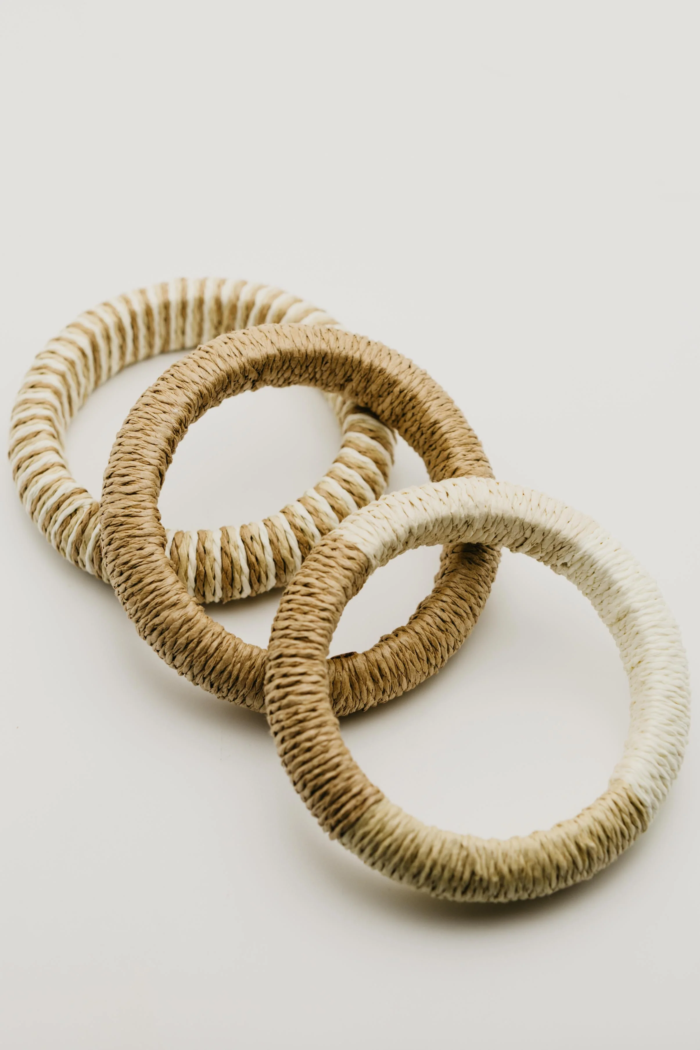 The Reece 3pc Mixed Straw Weave Bangle Bracelet Set - Image 4