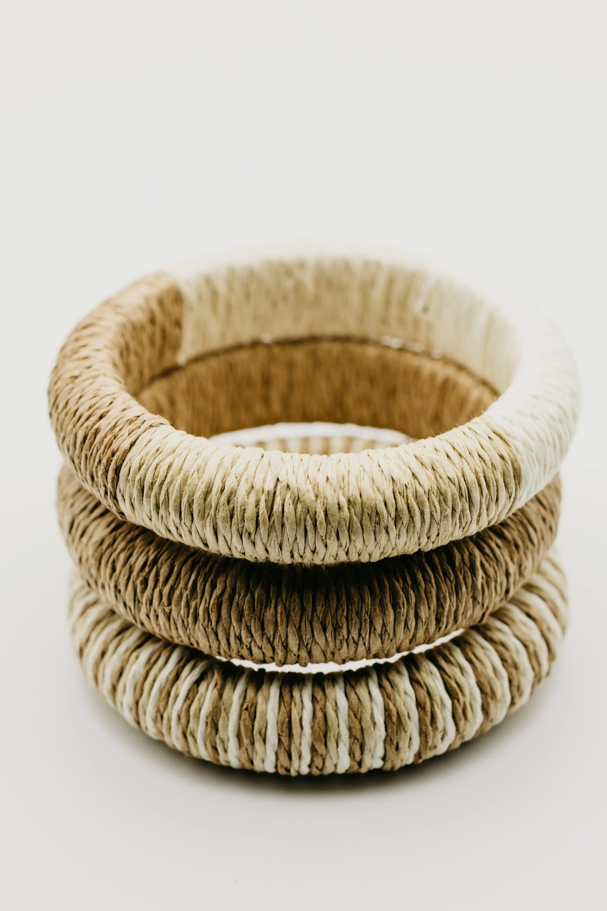 The Reece 3pc Mixed Straw Weave Bangle Bracelet Set - Image 6