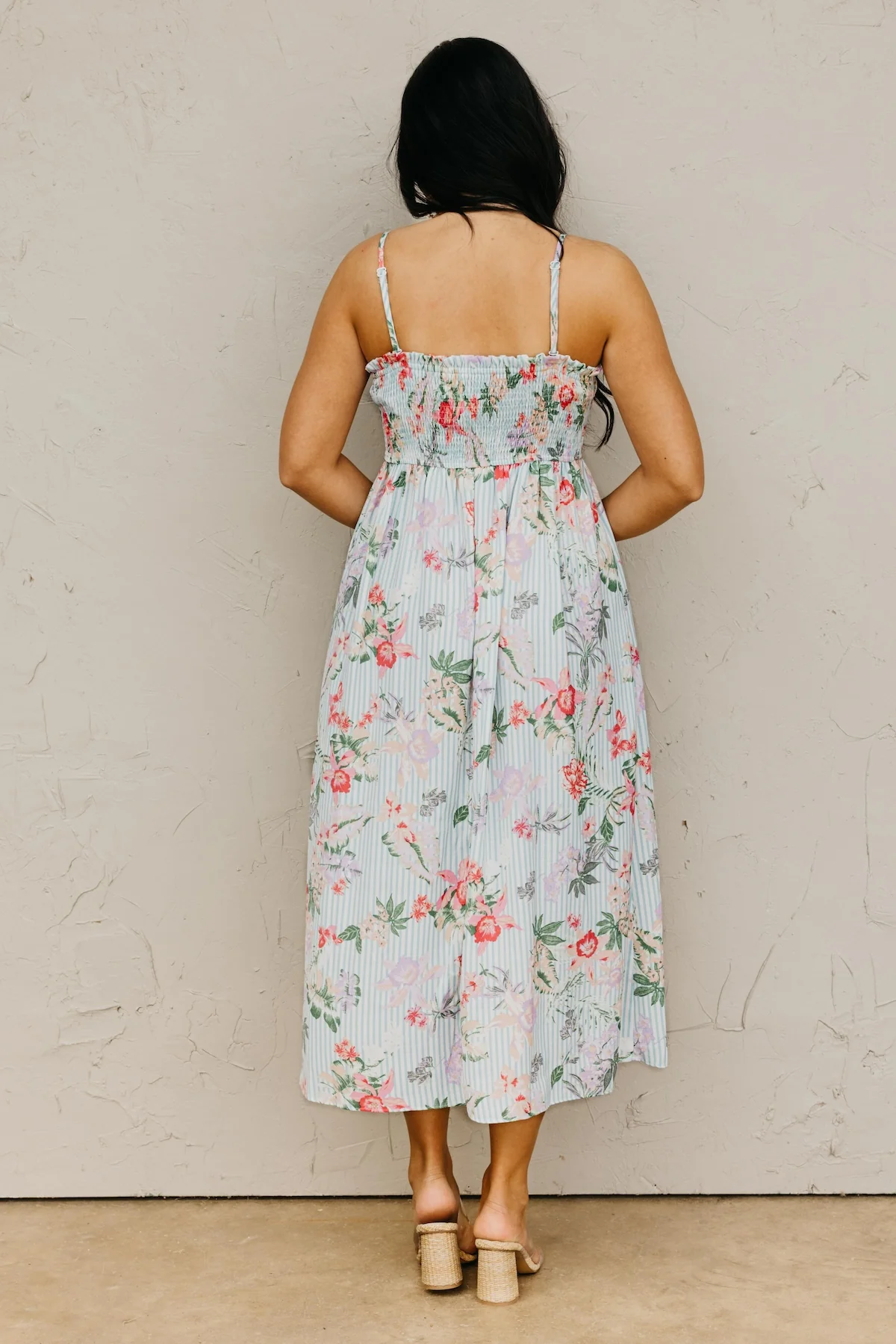 The Reese Smocked Bodice Floral Midi Dress - Image 10