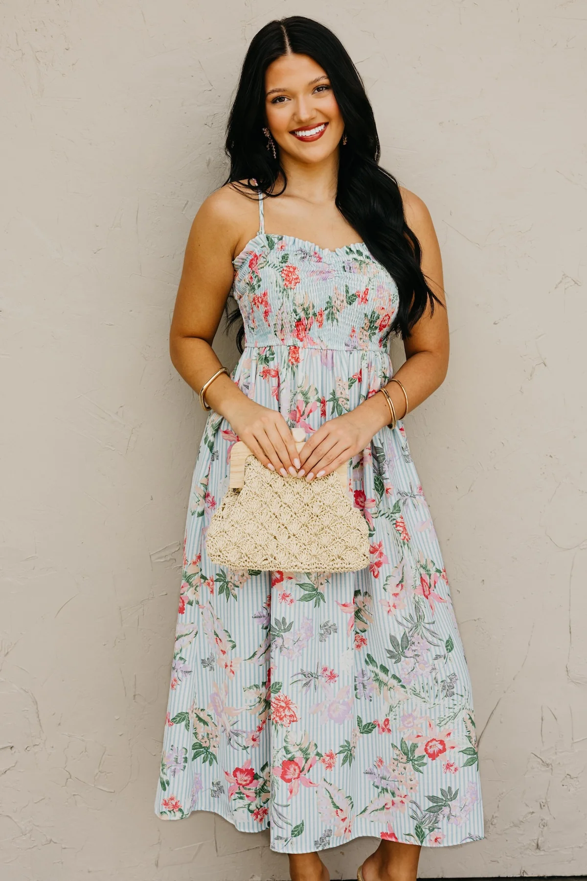 The Reese Smocked Bodice Floral Midi Dress - Image 5