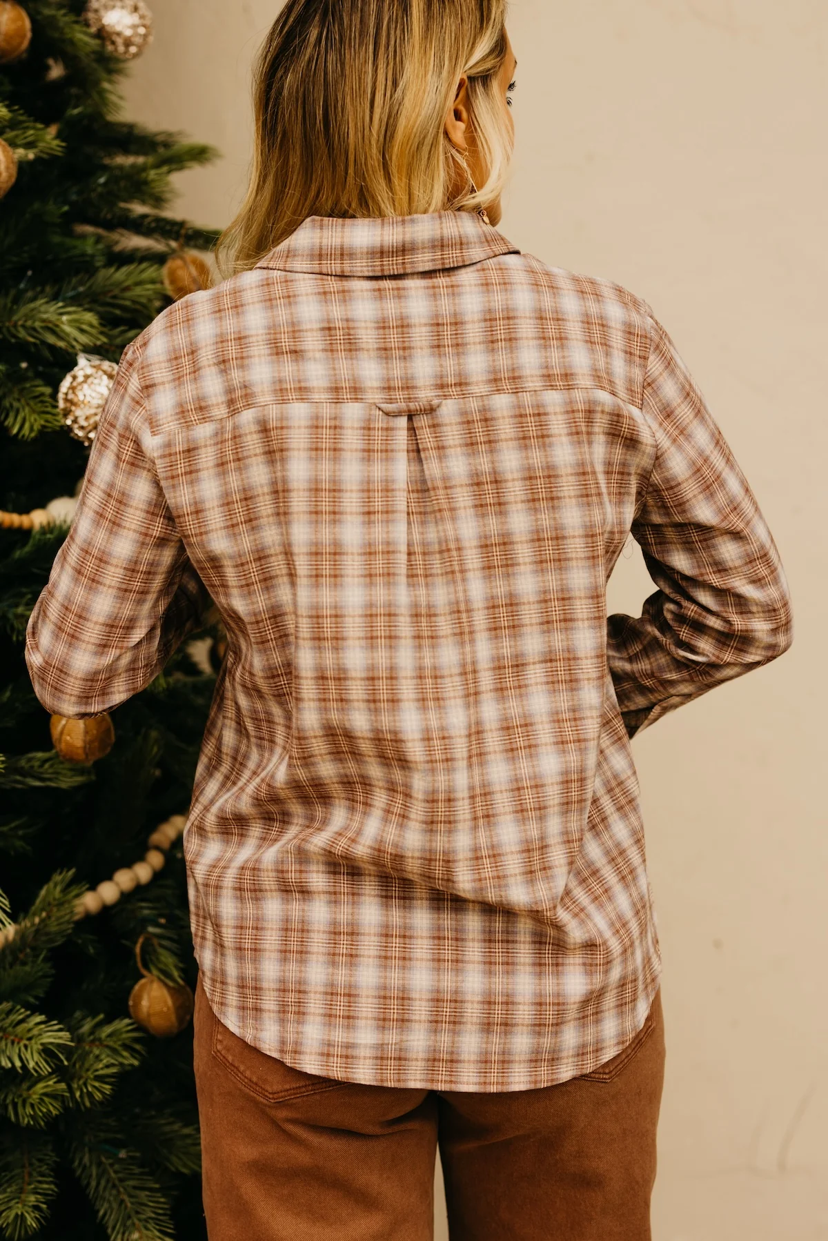 The Ripley Plaid Button Down Shirt - Latte - Image 14