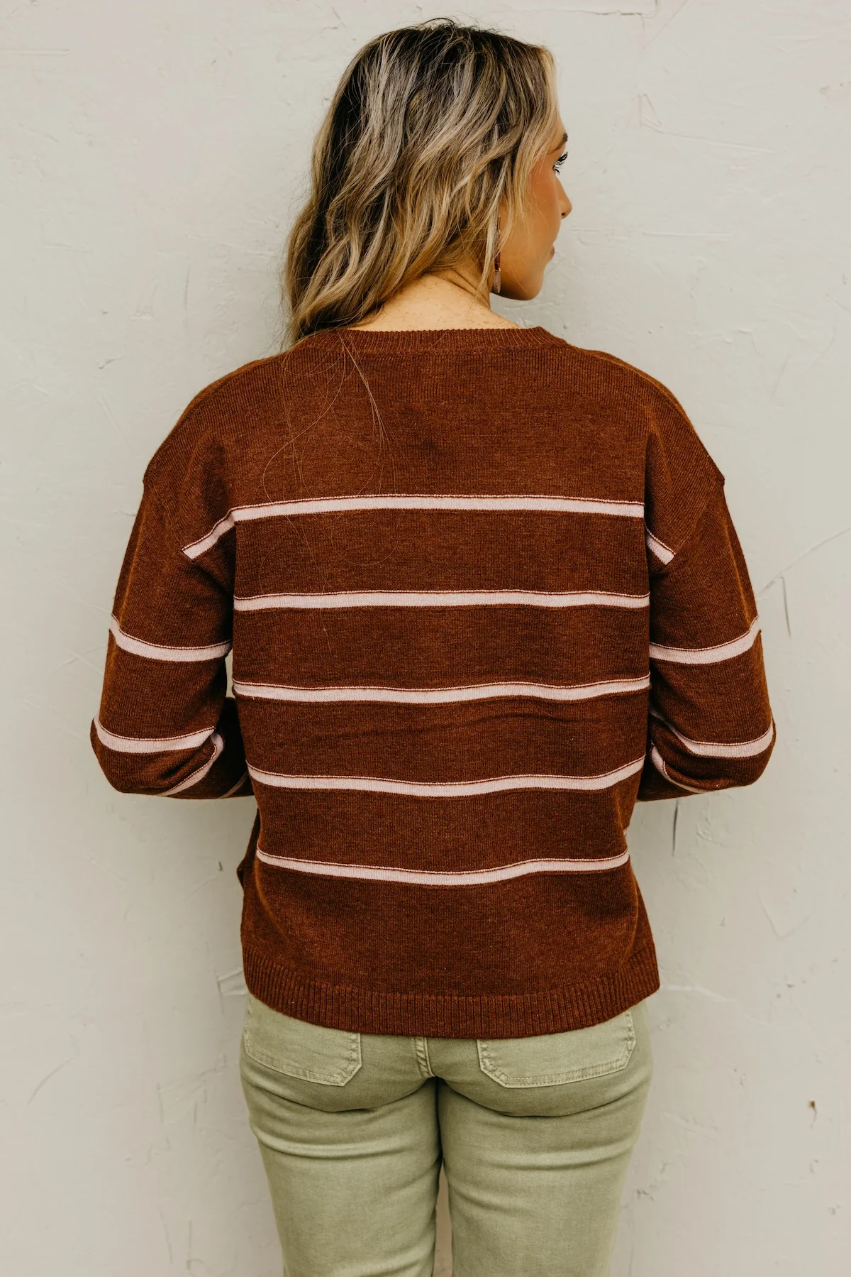 The Rita Striped Notched V Neckline Sweater - Image 18