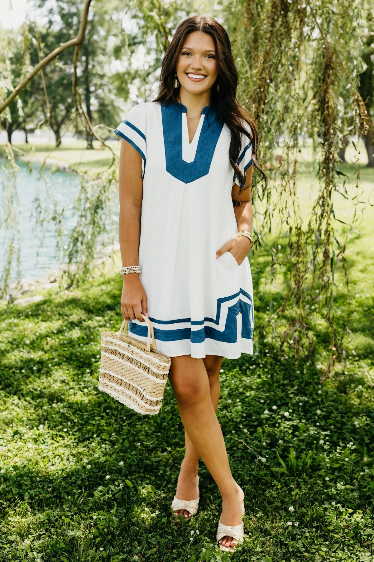 The Royce Contrast Linen Mini Dress - Image 2
