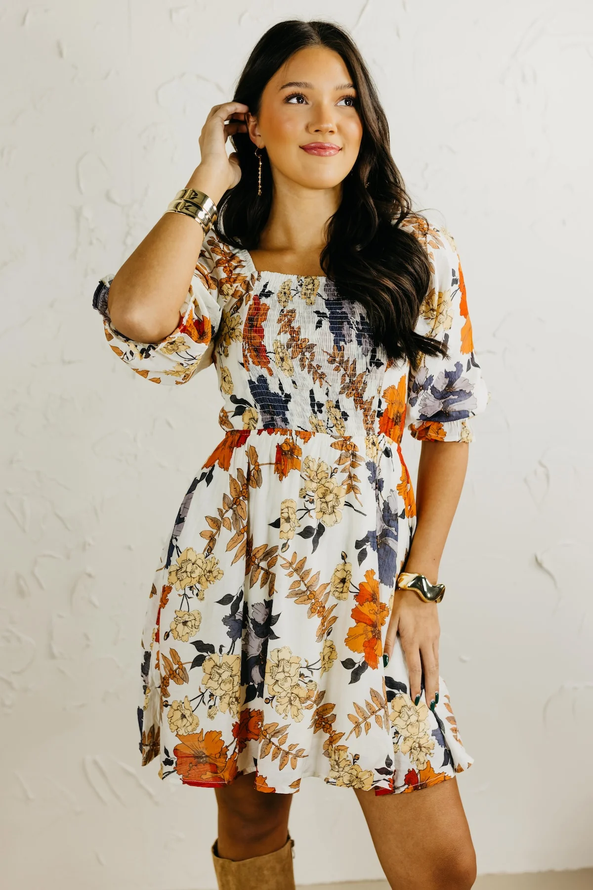 The Shay Smocked Print Mini Dress - Image 10