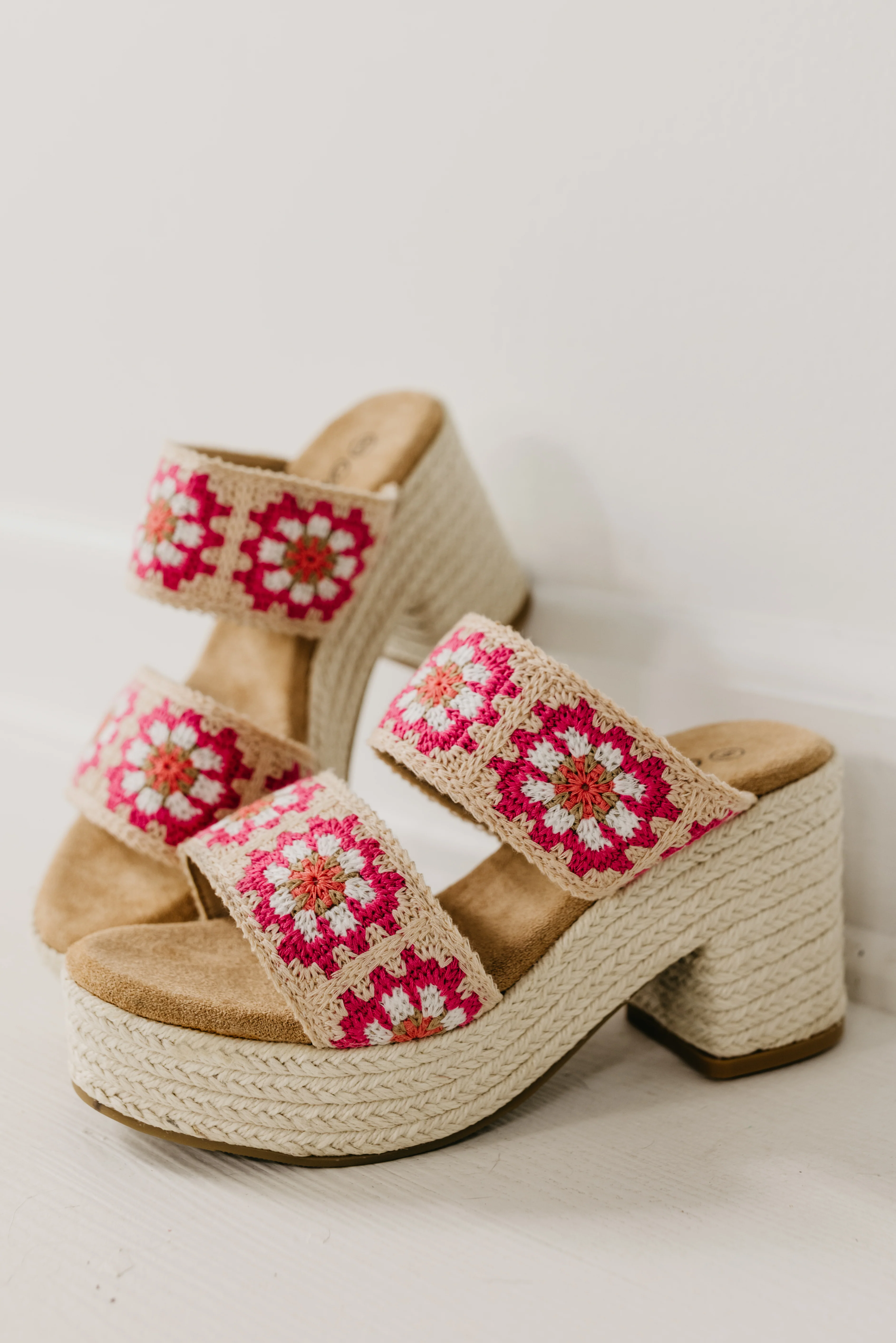 The Shirin Floral Crochet Platform Heel