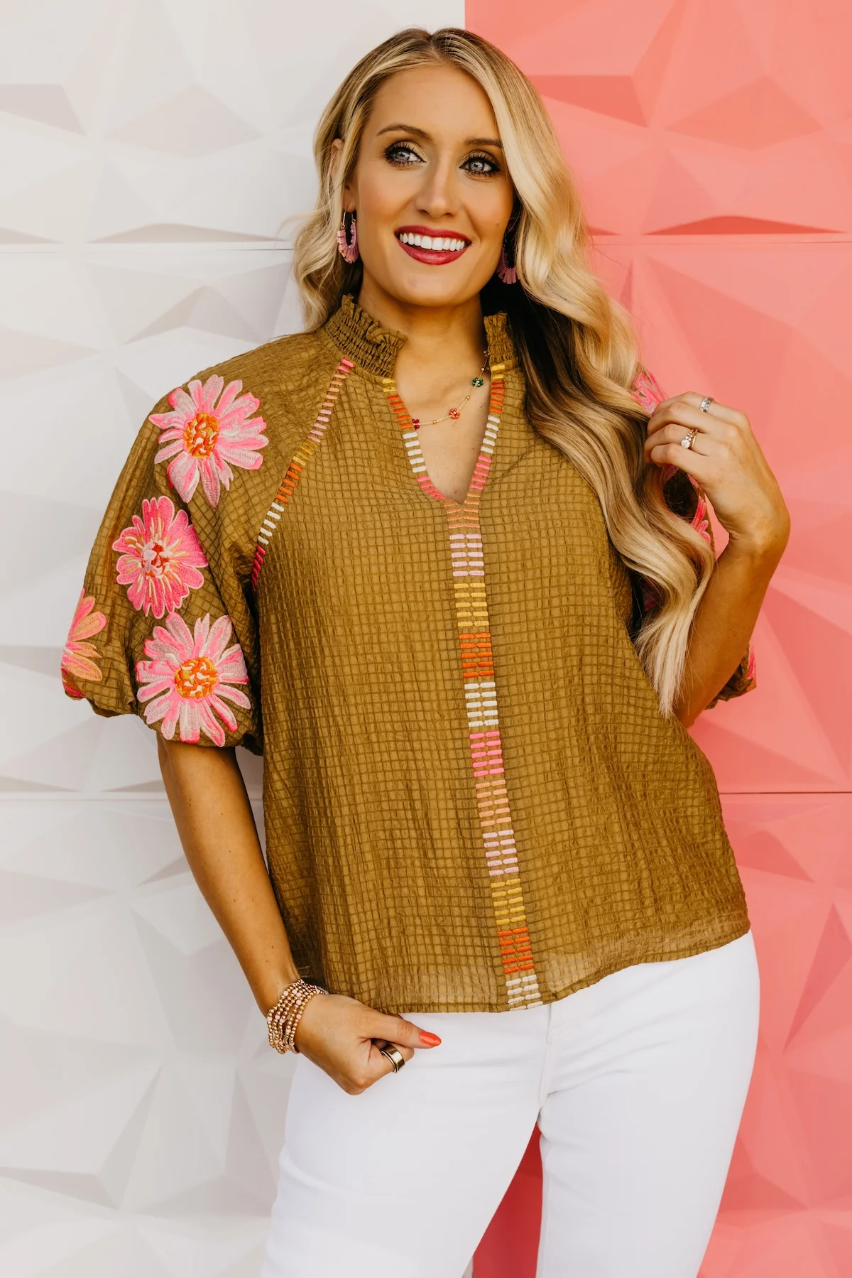 The Sierra Embroidered Puff Sleeve Top