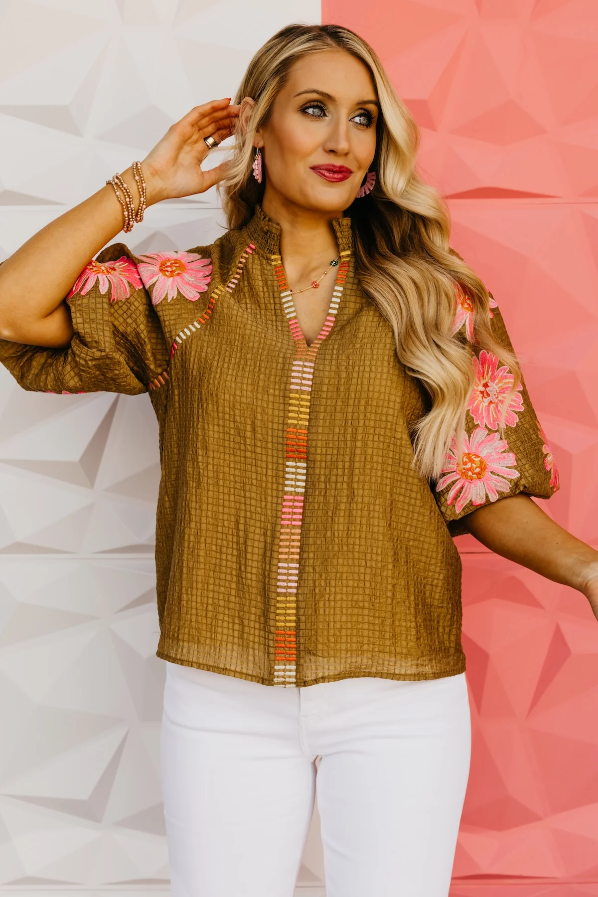 The Sierra Embroidered Puff Sleeve Top - Image 6