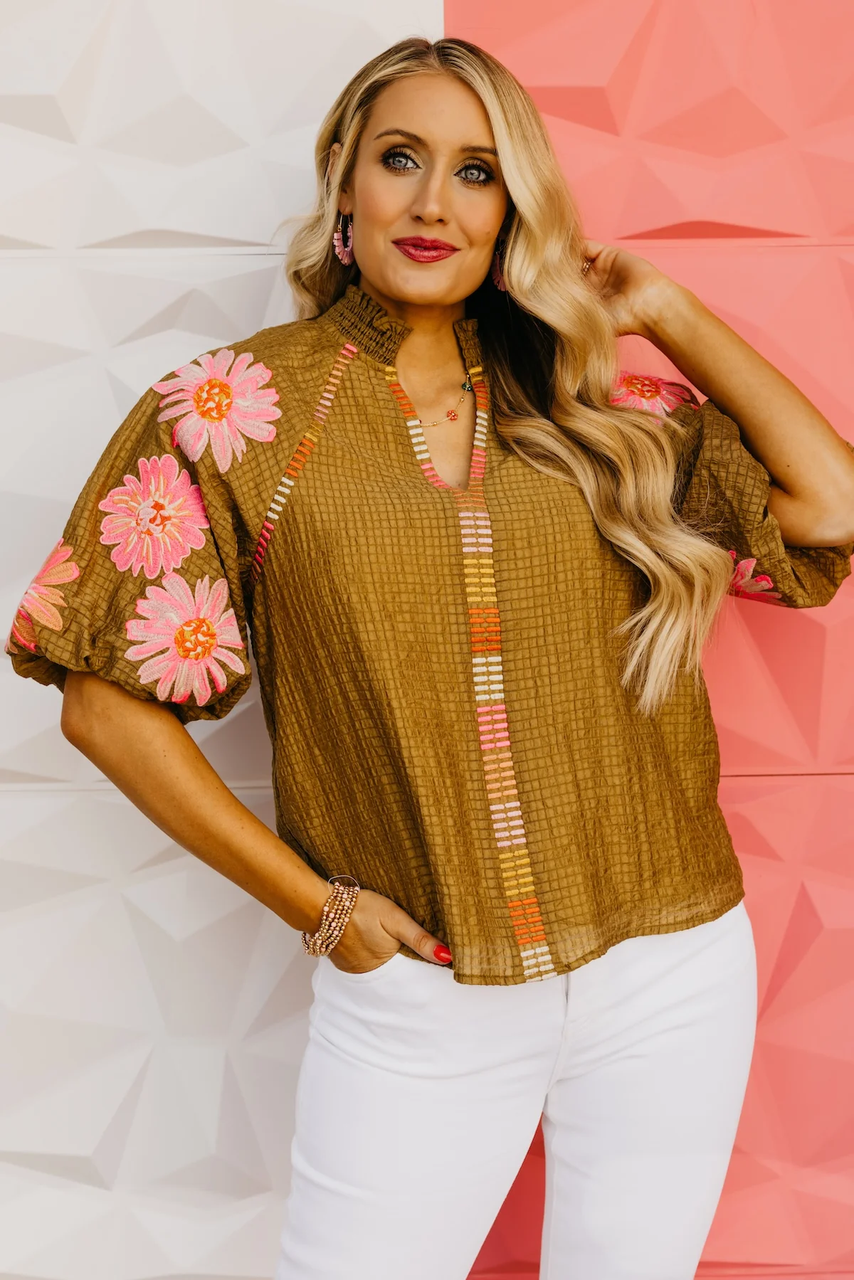 The Sierra Embroidered Puff Sleeve Top - Image 8