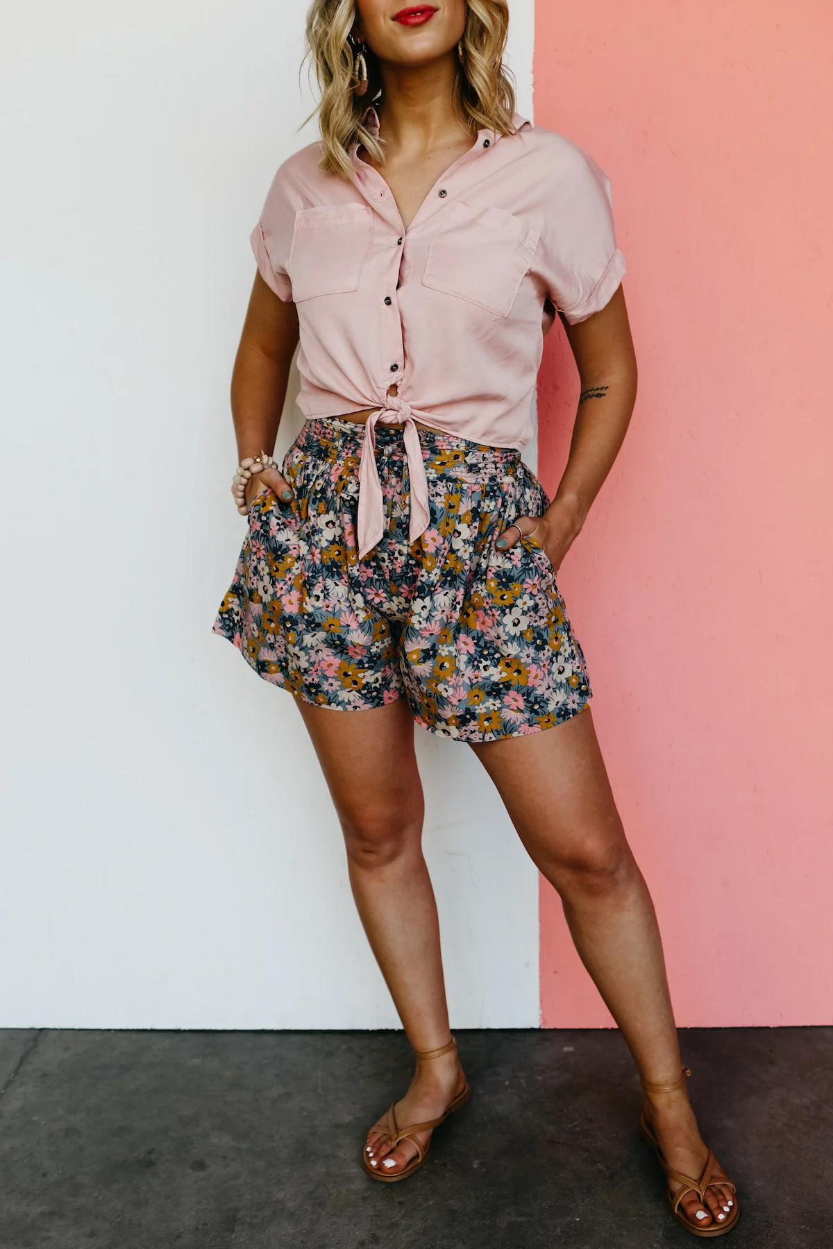 The Skye Floral Belted Balloon Shorts - FINAL SALE - Image 3