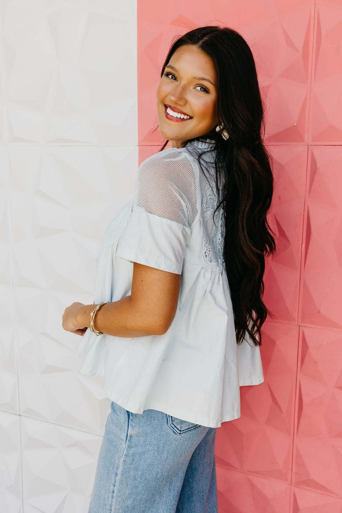The Skyler Mesh Yoke Blouse - Image 6