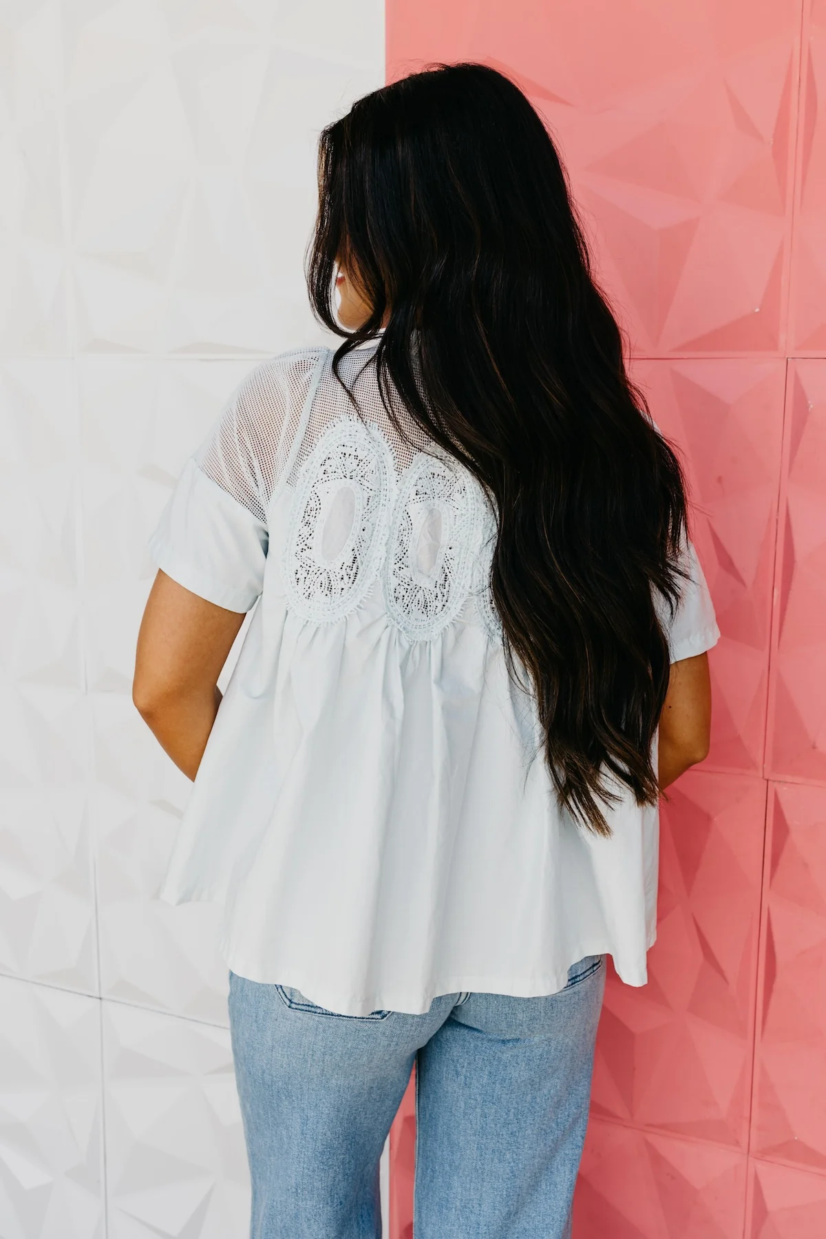 The Skyler Mesh Yoke Blouse - Image 7