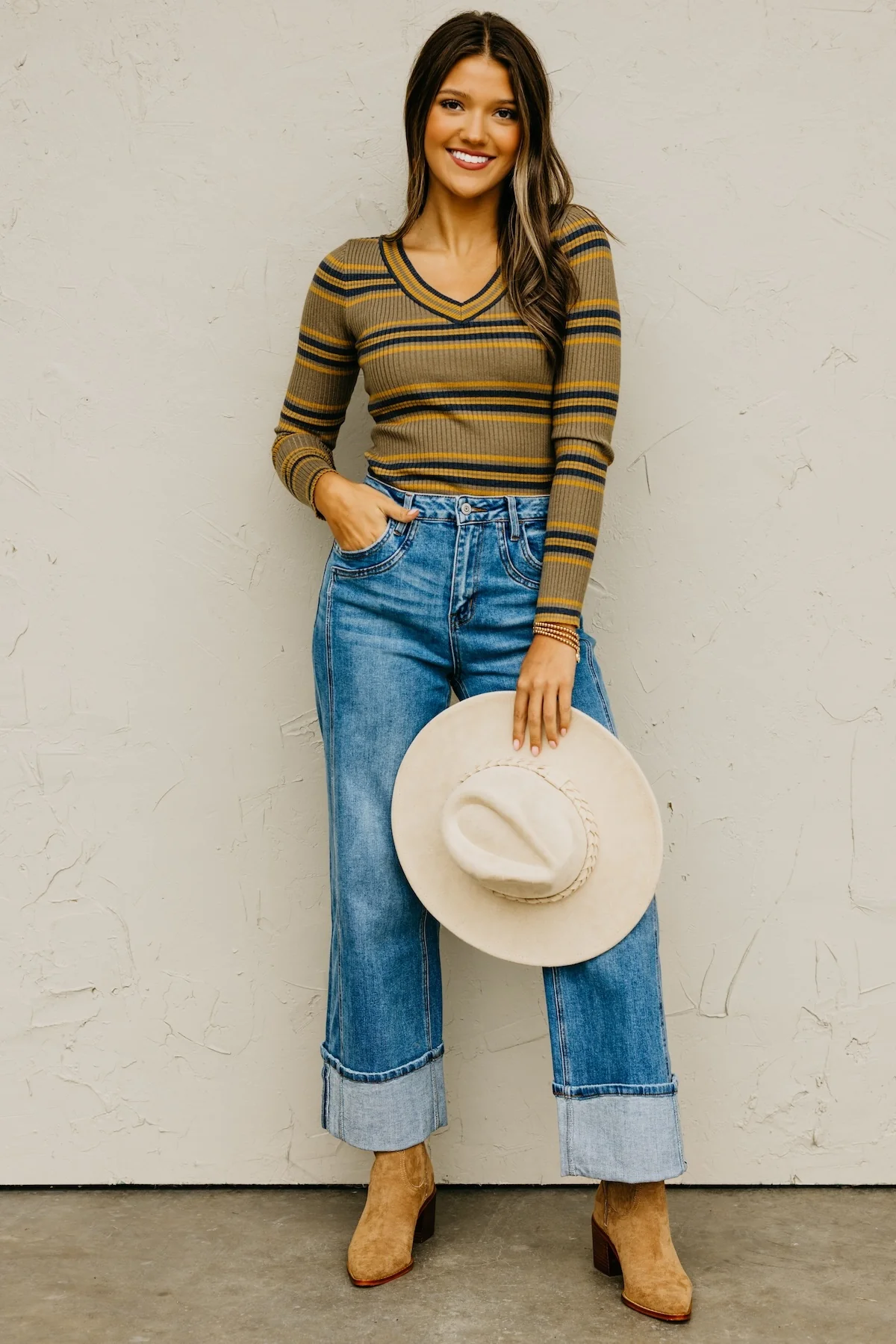 The Sloan Ribbed Stripe Knit Sweater Top - Image 10