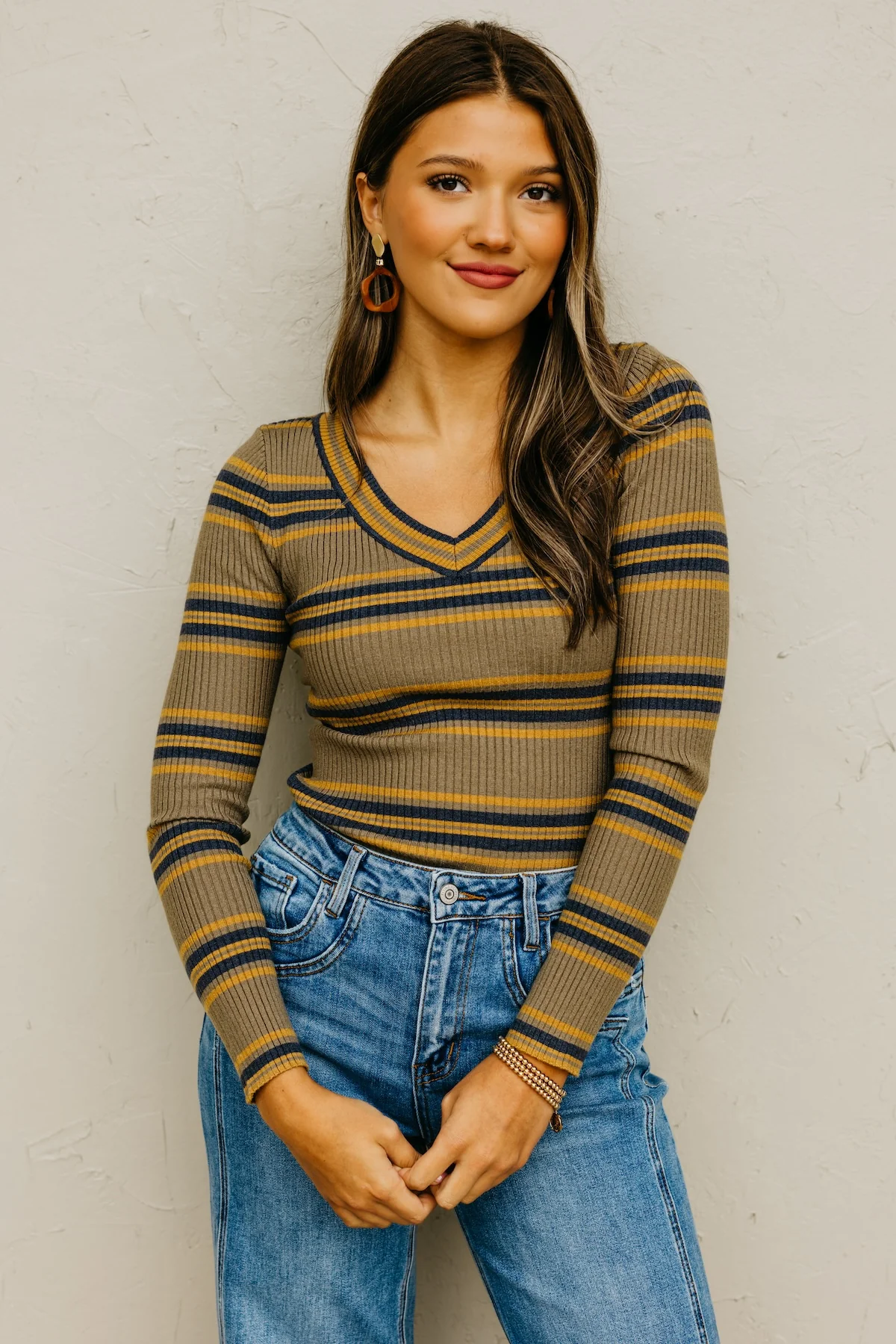 The Sloan Ribbed Stripe Knit Sweater Top - Image 11