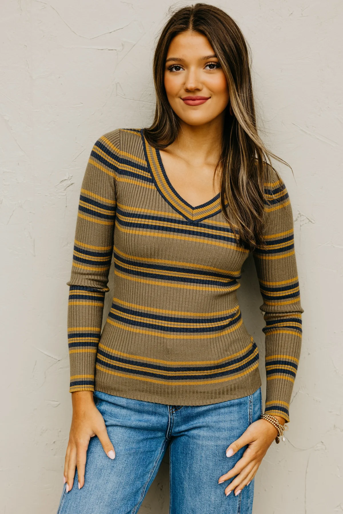 The Sloan Ribbed Stripe Knit Sweater Top - Image 13