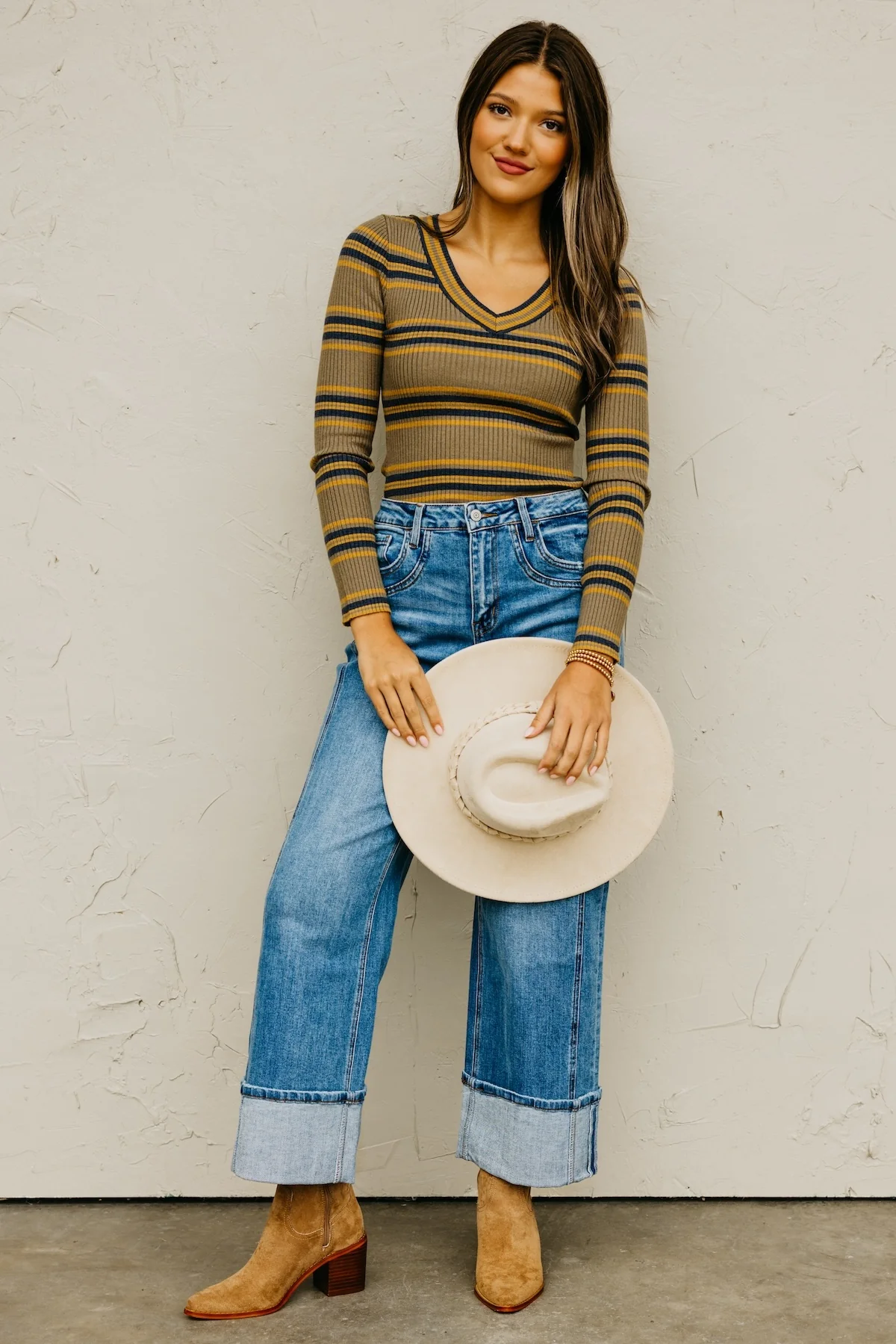 The Sloan Ribbed Stripe Knit Sweater Top - Image 2