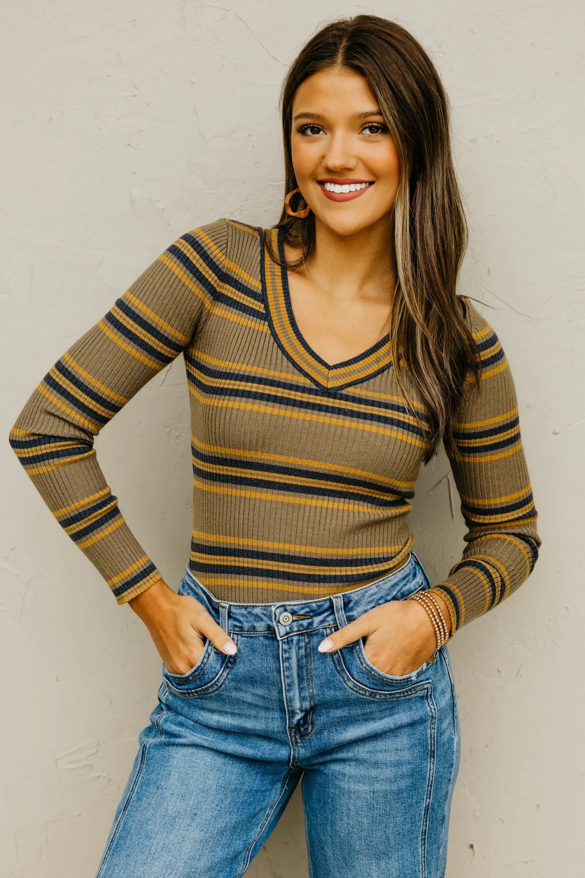 The Sloan Ribbed Stripe Knit Sweater Top - Image 5