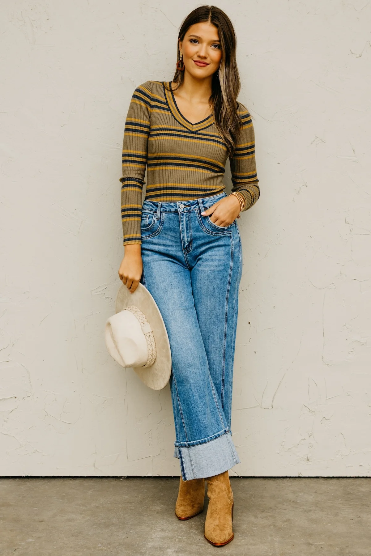 The Sloan Ribbed Stripe Knit Sweater Top - Image 8