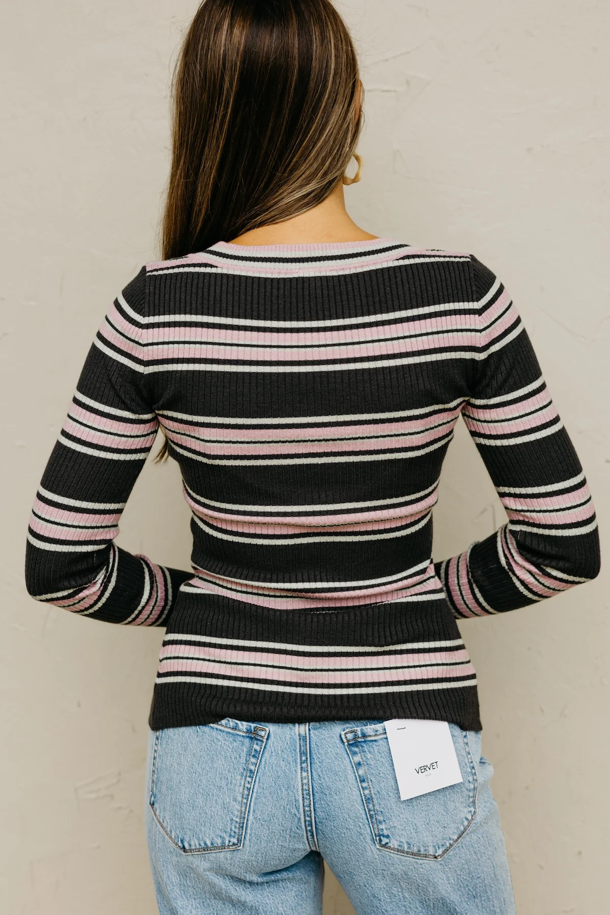 The Sloan Ribbed Stripe Knit Sweater Top - Image 11