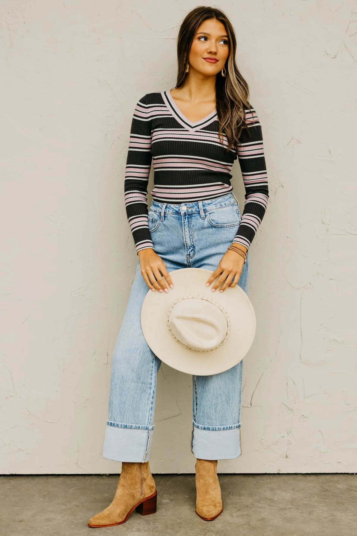 The Sloan Ribbed Stripe Knit Sweater Top - Image 4
