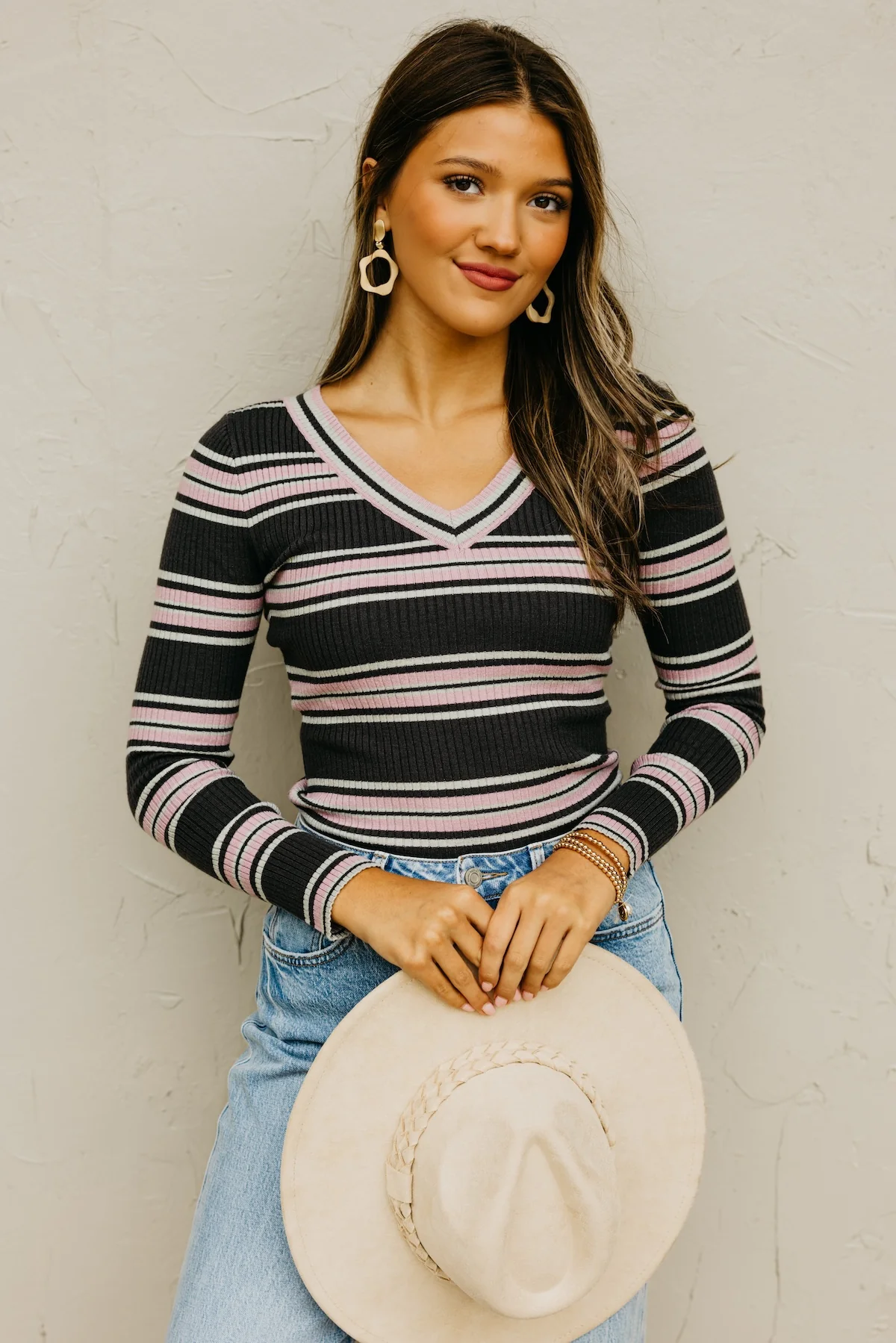 The Sloan Ribbed Stripe Knit Sweater Top - Image 5